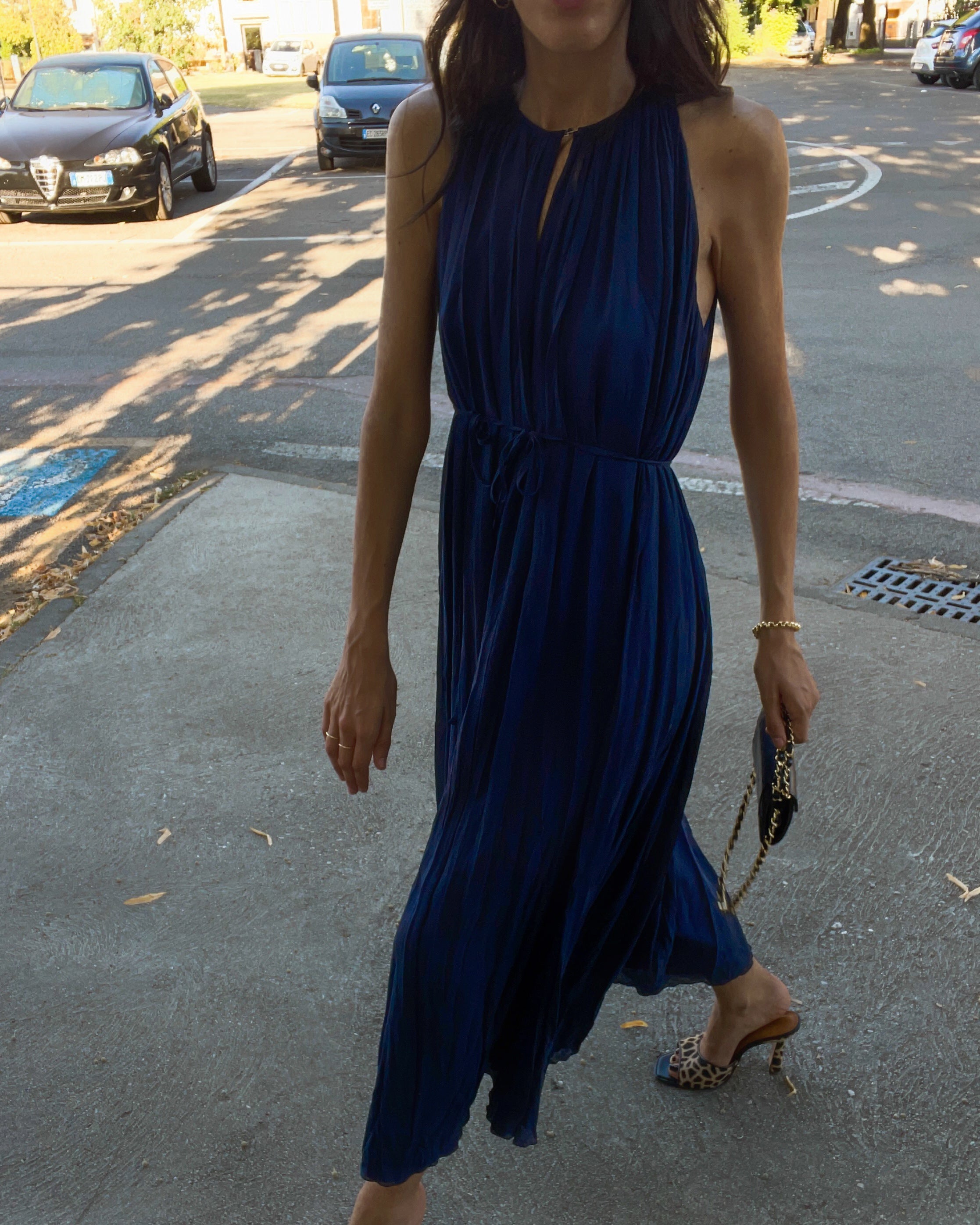 100% silk blue dress