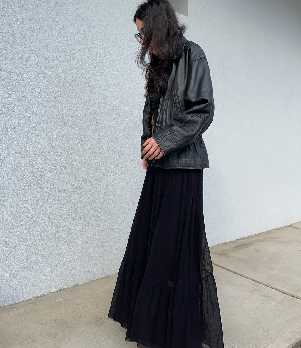 Leather bomber jacket