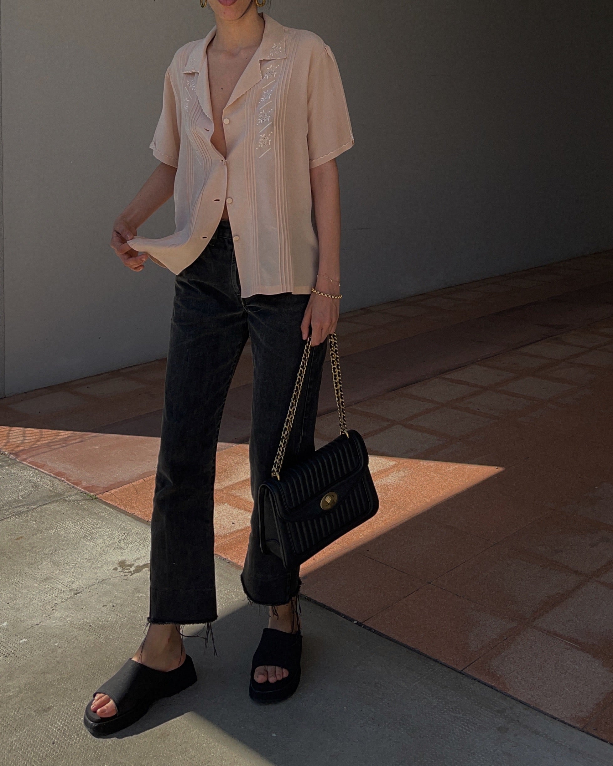 100 silk pale pink shirt