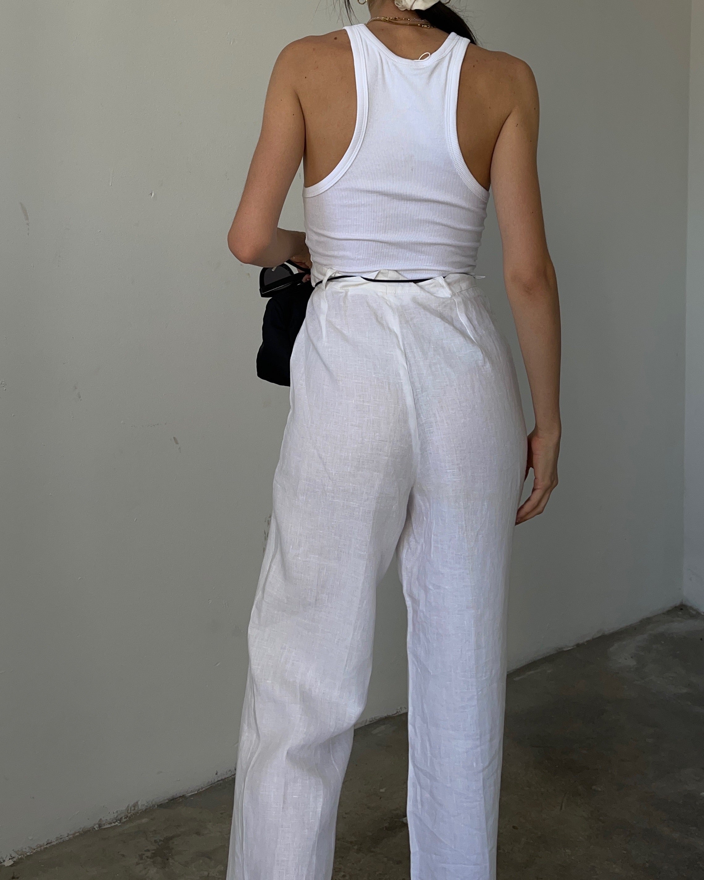 White  linen trousers