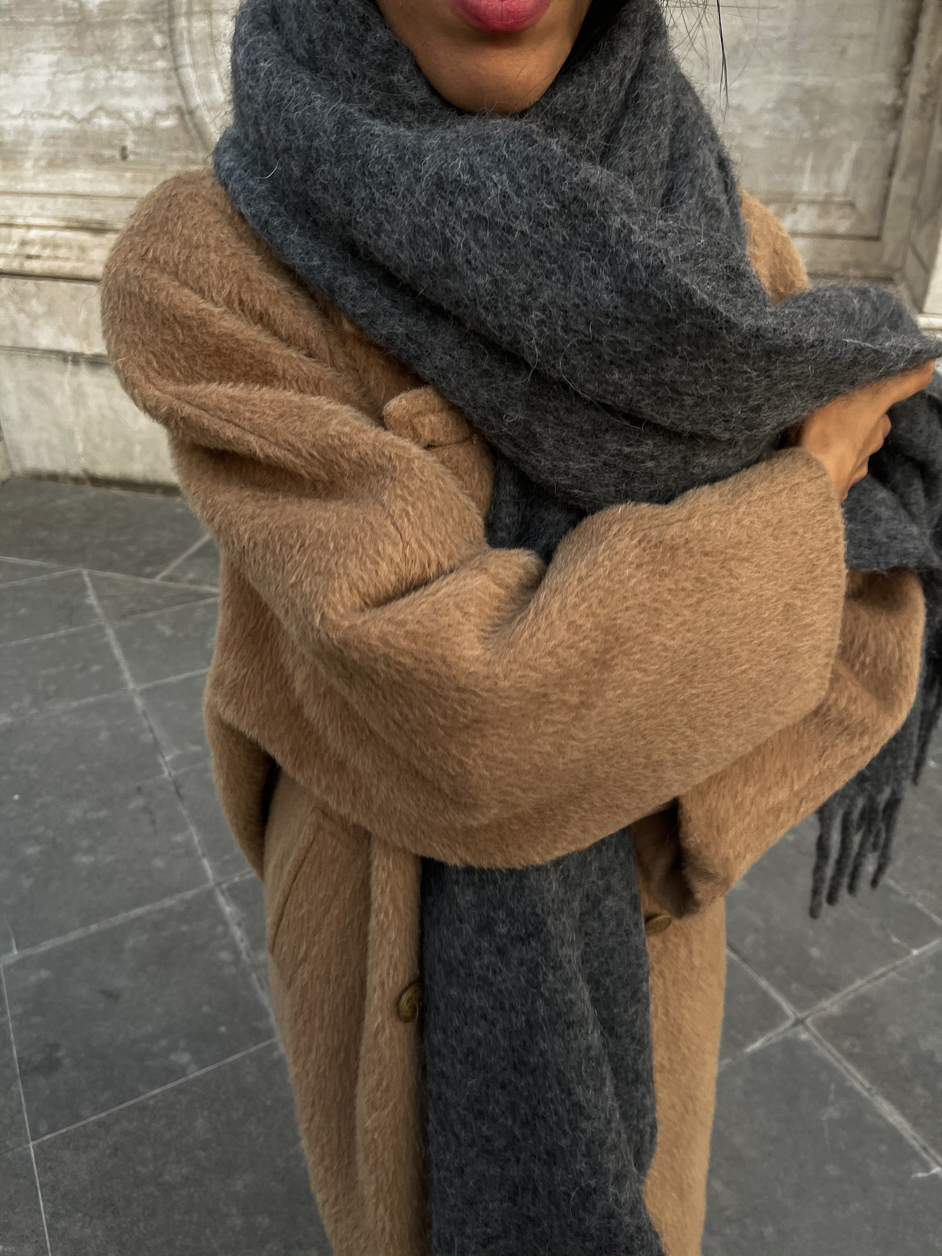 Camel furry coat