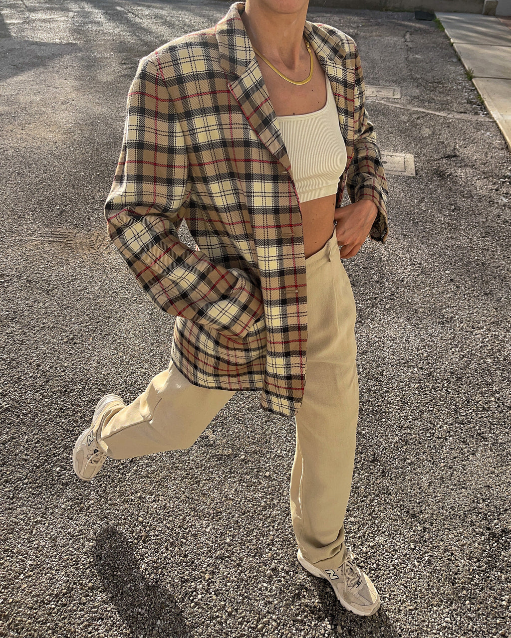 100% wool checkered blazer