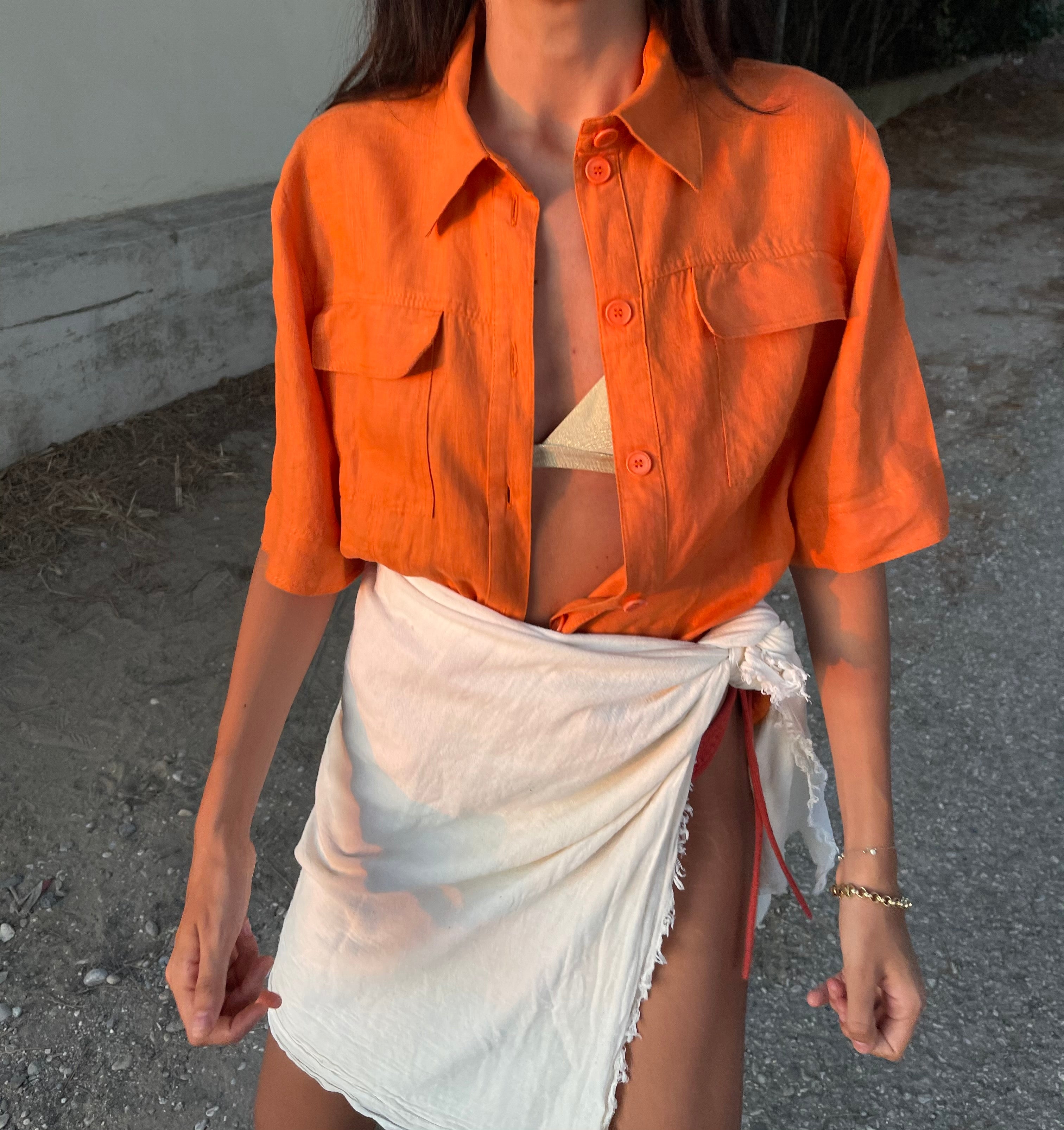 Orange boxy shirt