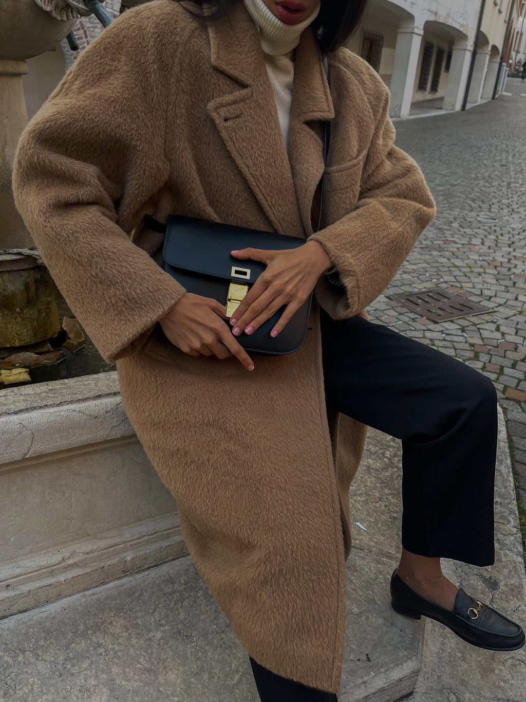 Camel furry coat