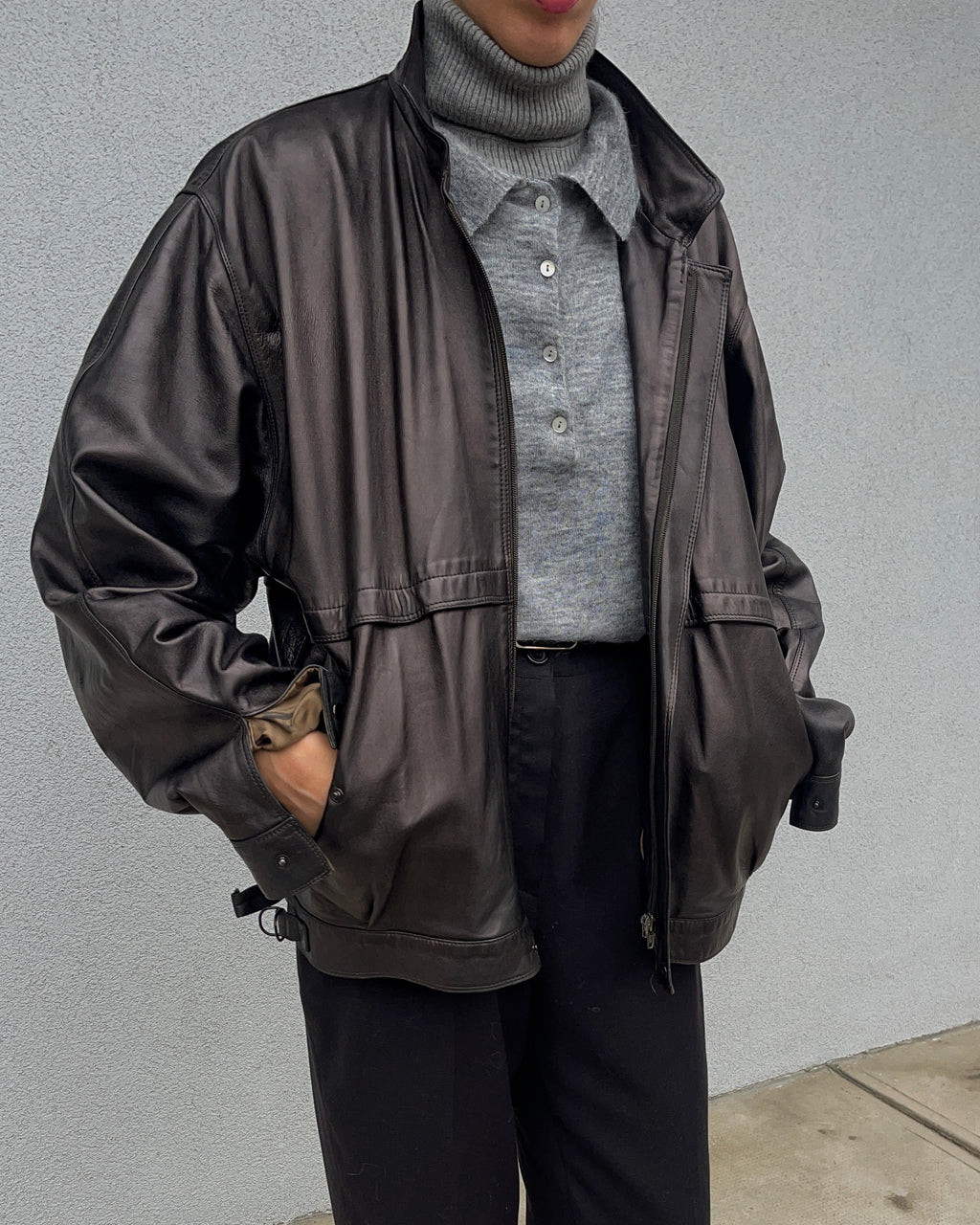 Leather bomber jacket *