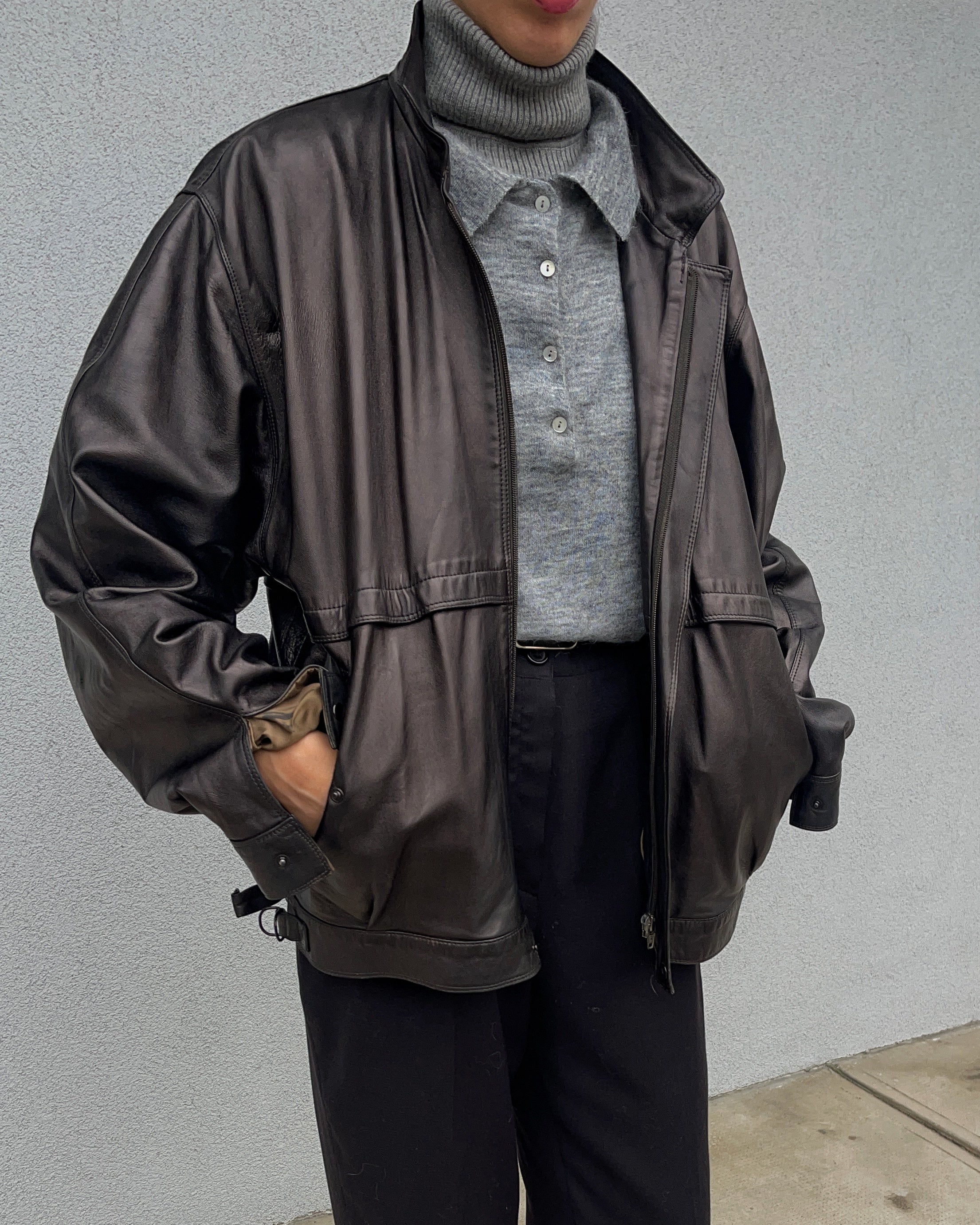 Leather bomber jacket *