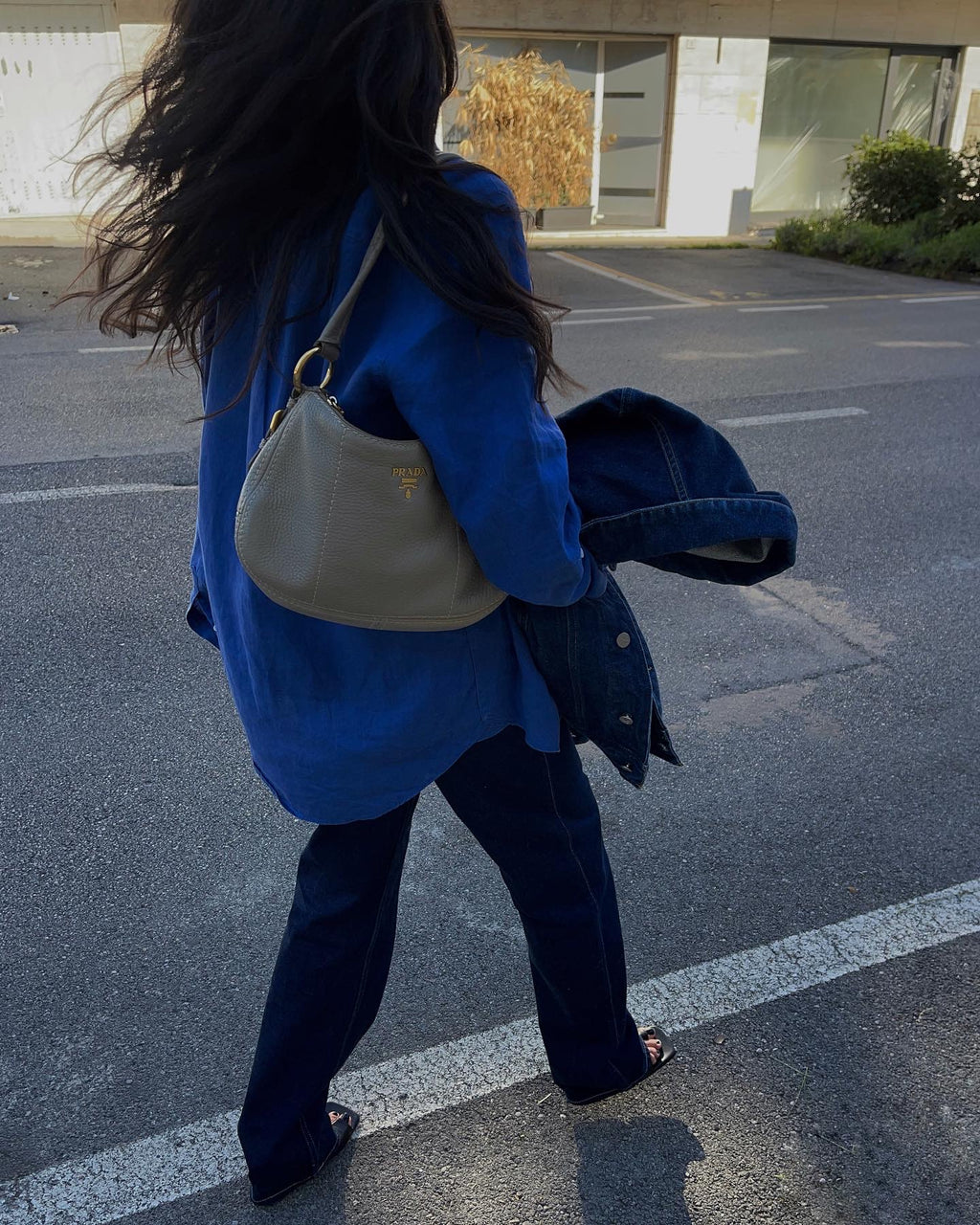 100 Lino blu shirt