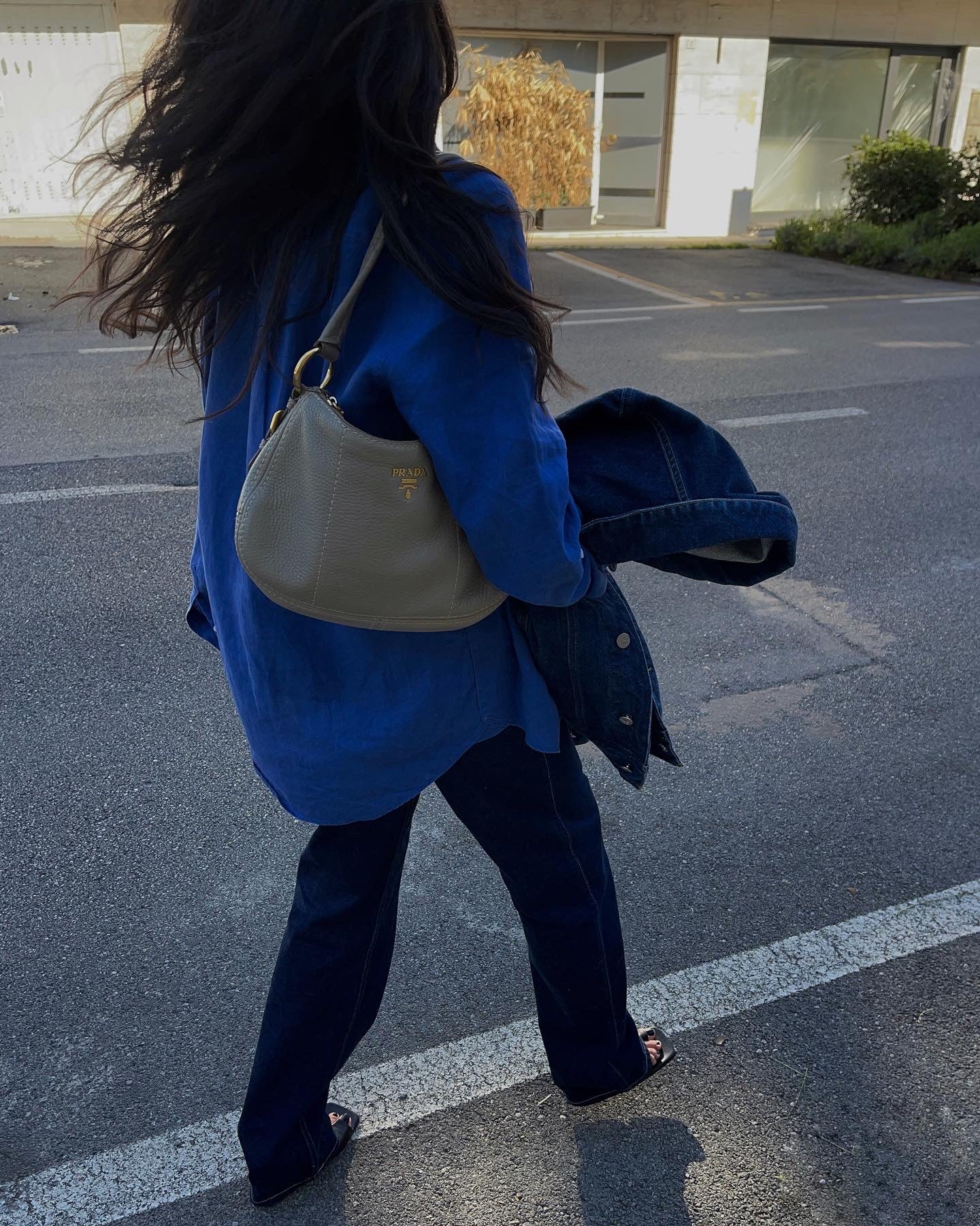 100 Lino blu shirt