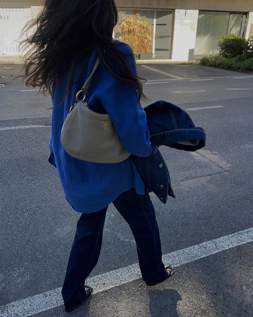 100 Lino blu shirt