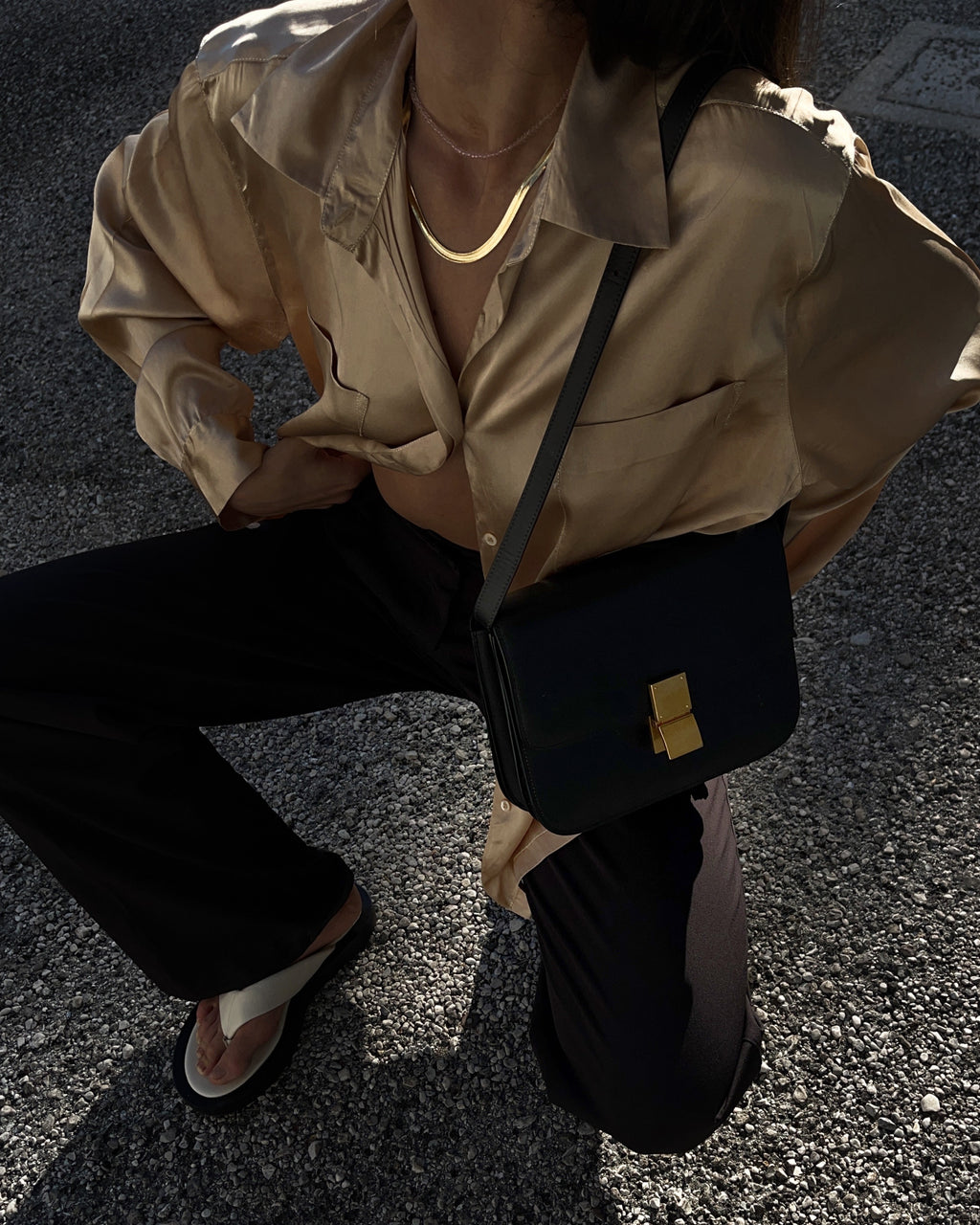 Camicia 100% liquid silk oro