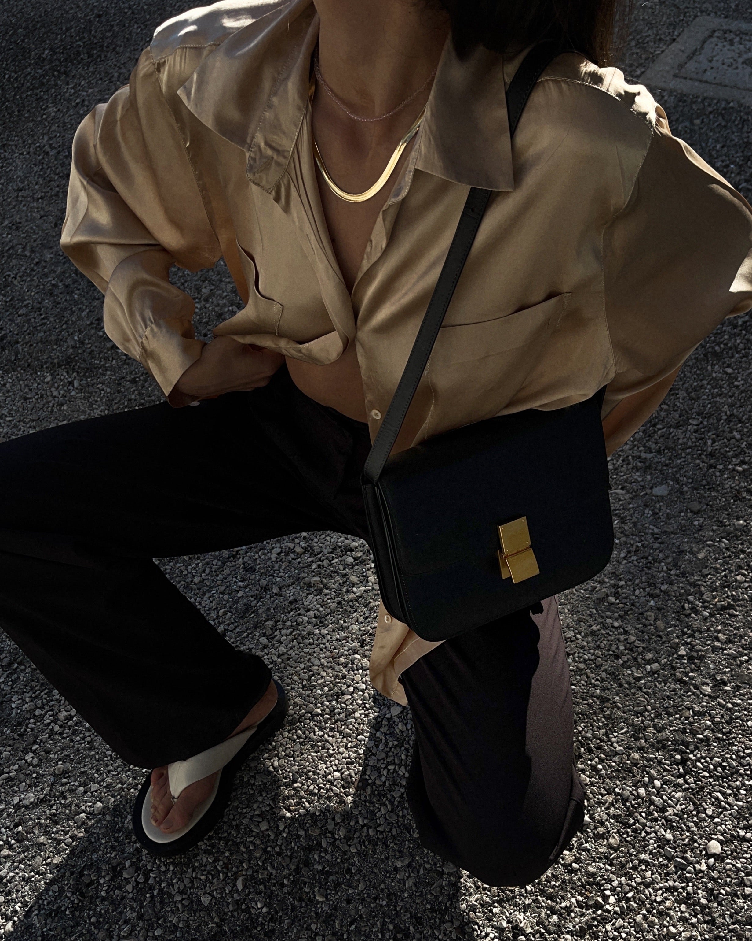 Camicia 100% liquid silk oro