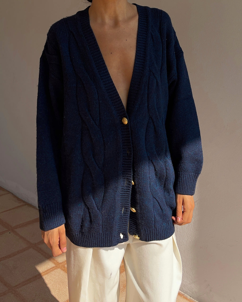 Blue lambswool cardigan