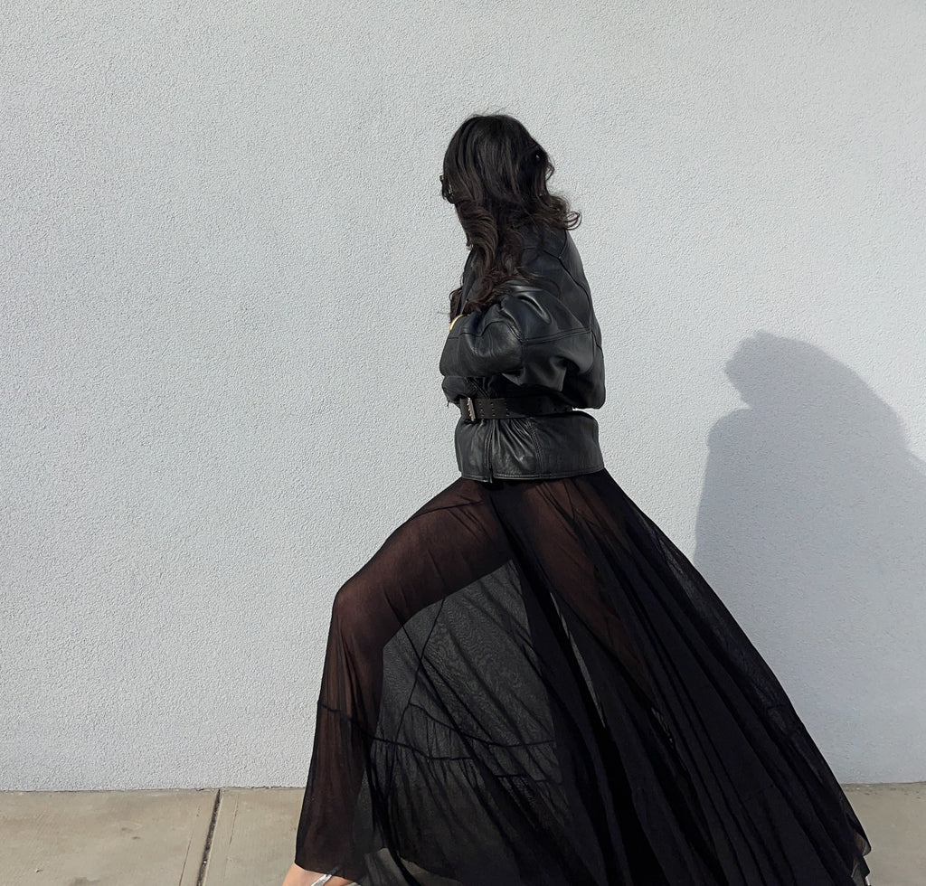 Leather bomber jacket