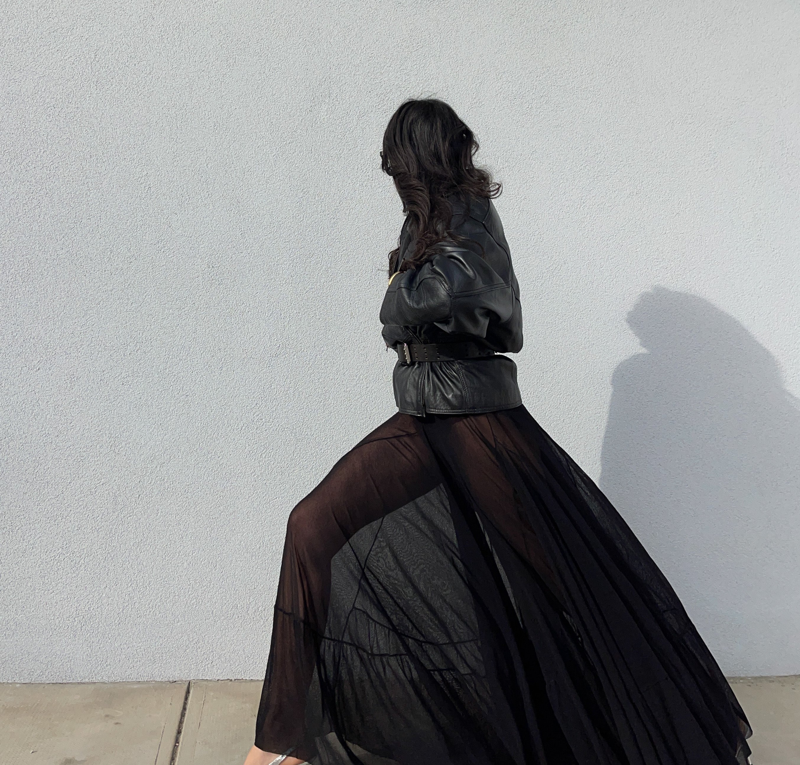 Leather bomber jacket