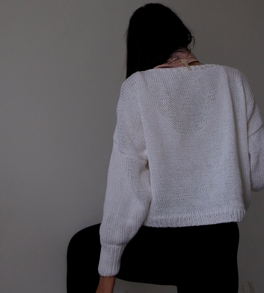 Handmade white cotton jumper