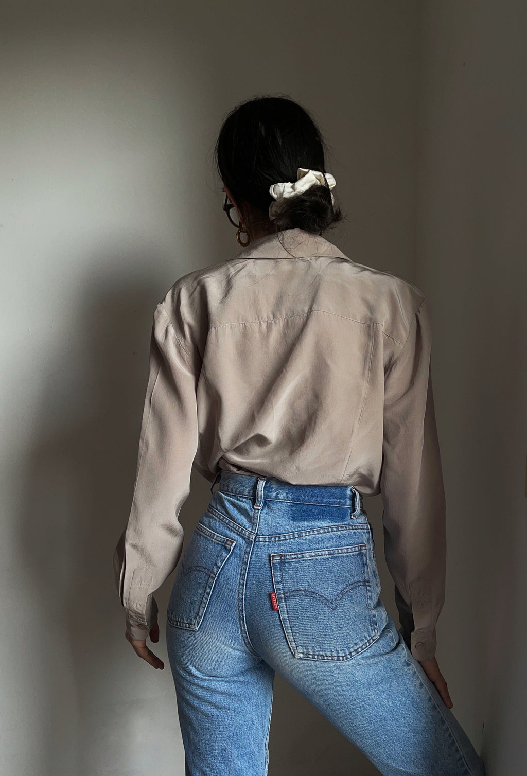 100 silk taupe shirt