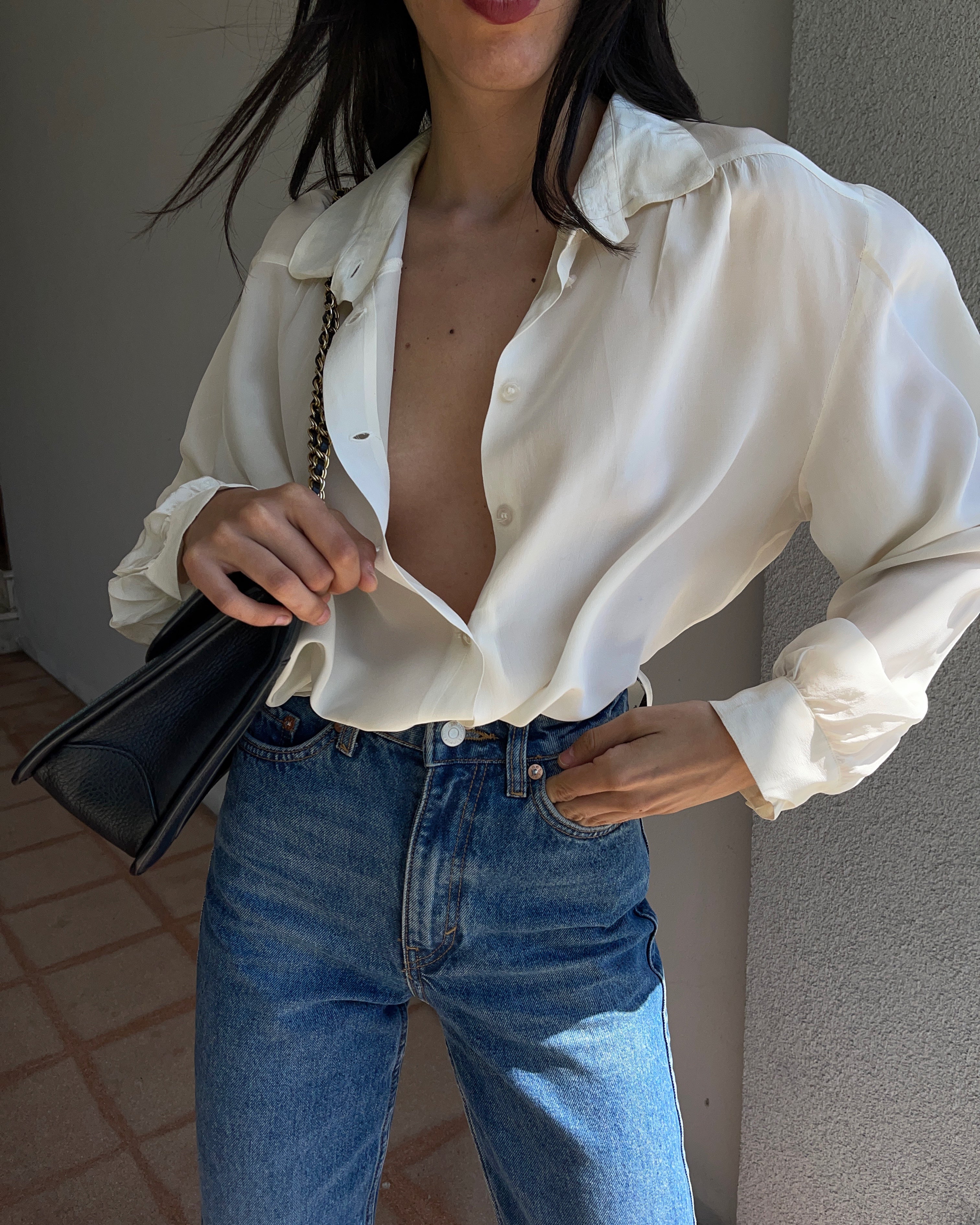 100 silk minimal shirt