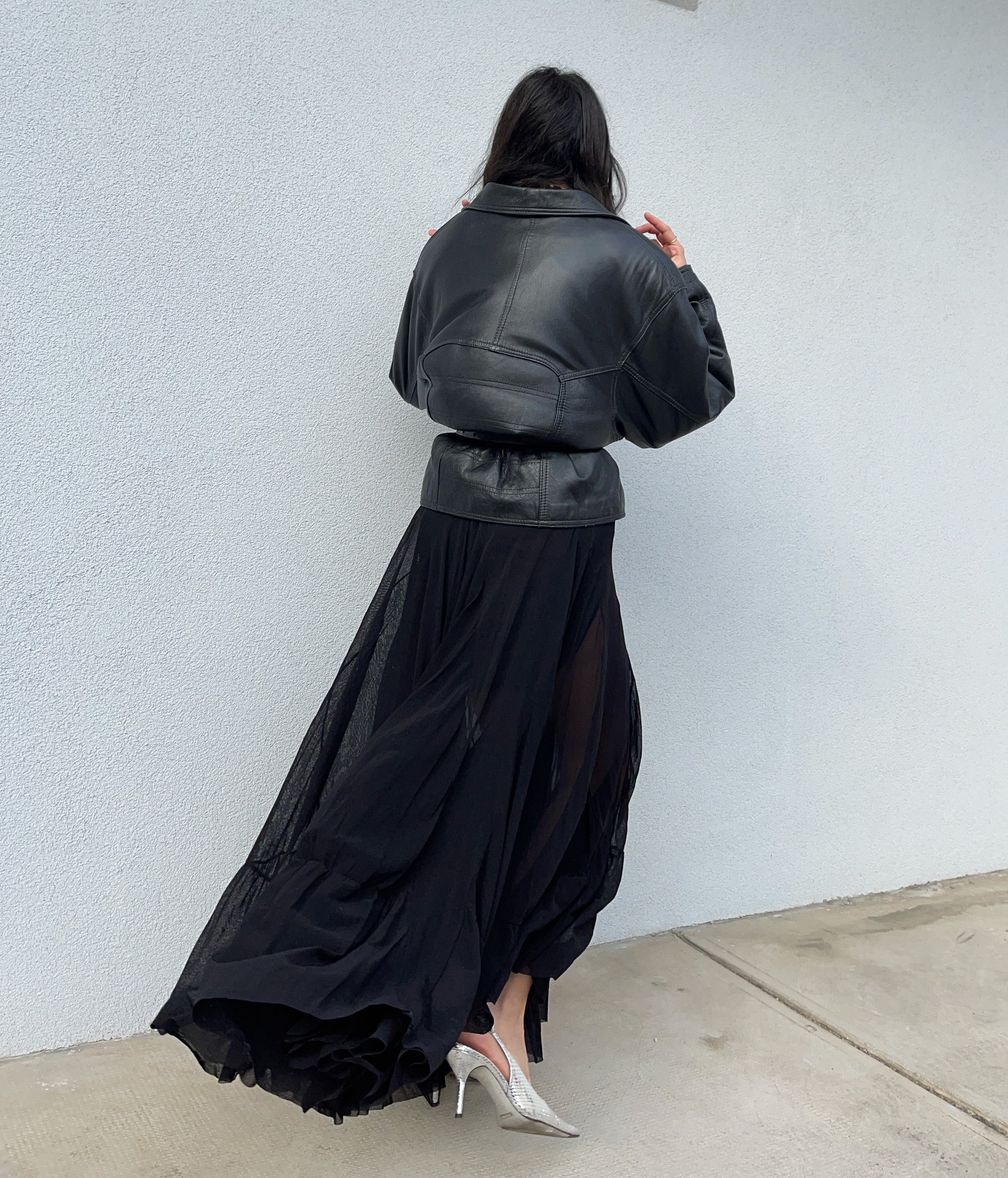 Leather bomber jacket