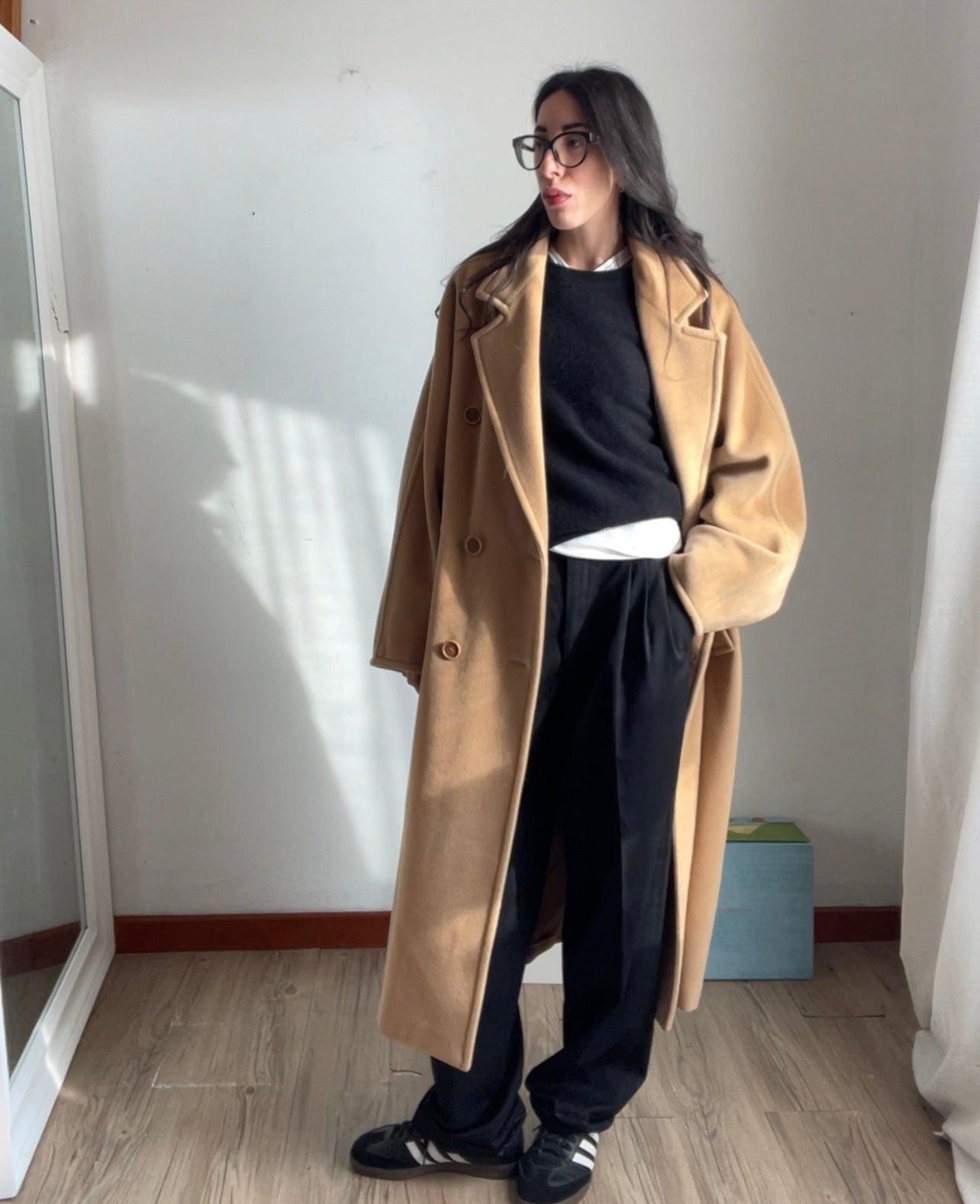 100 wool black  trousers