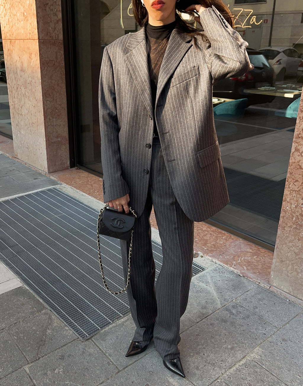 Grey gessato man suit