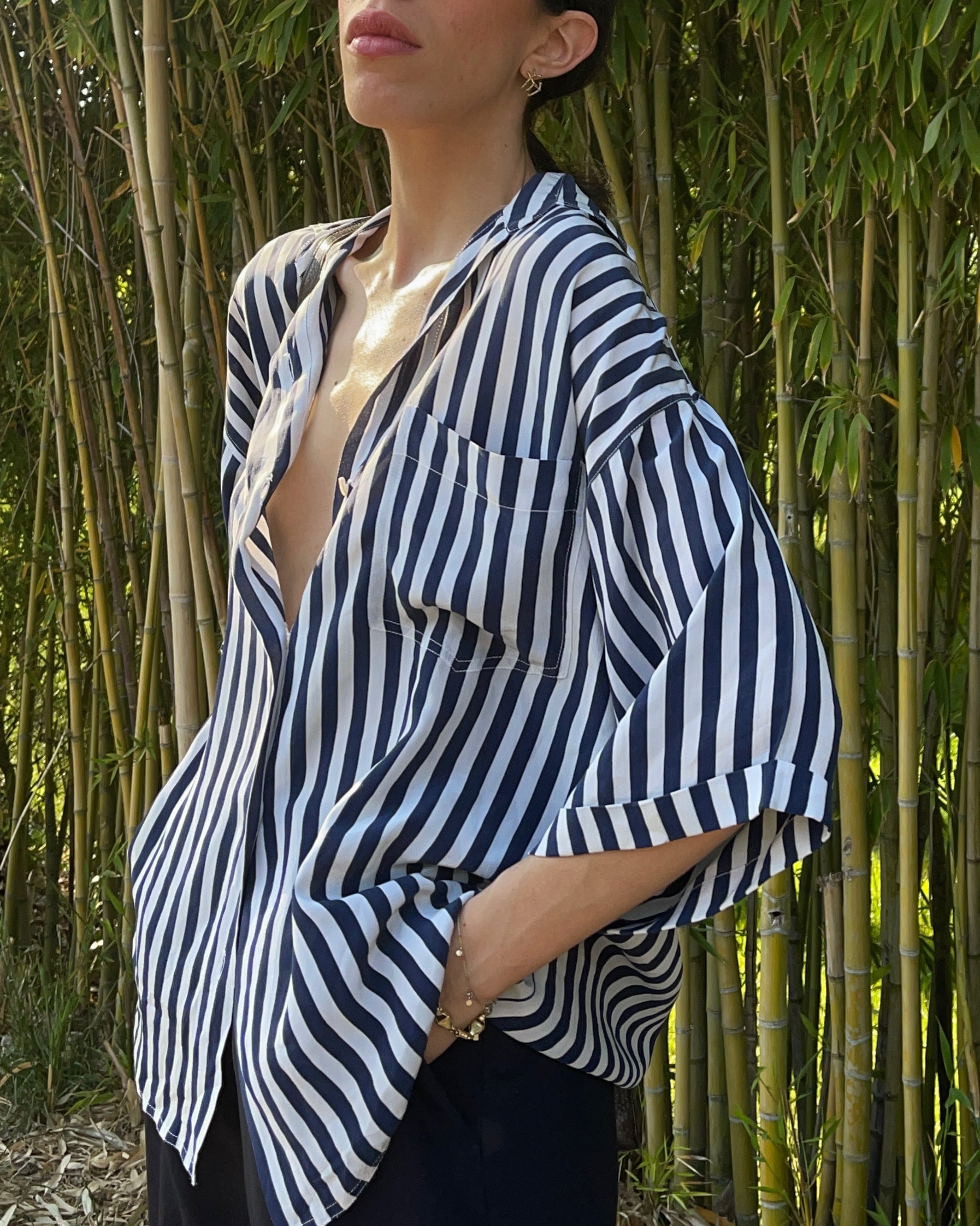 100 silk striped shirt