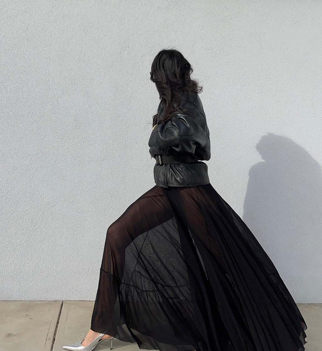 Leather bomber jacket
