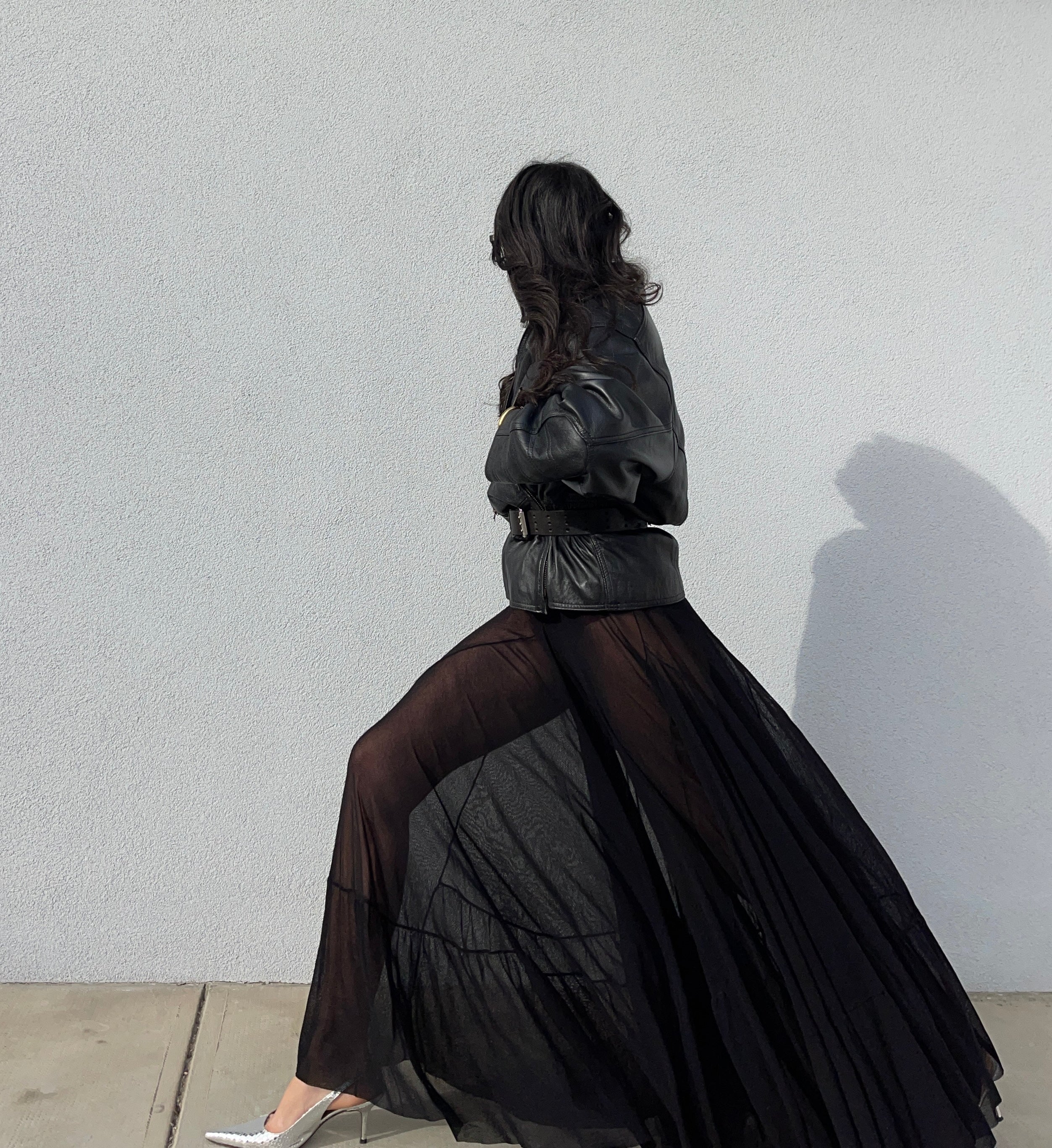 Leather bomber jacket