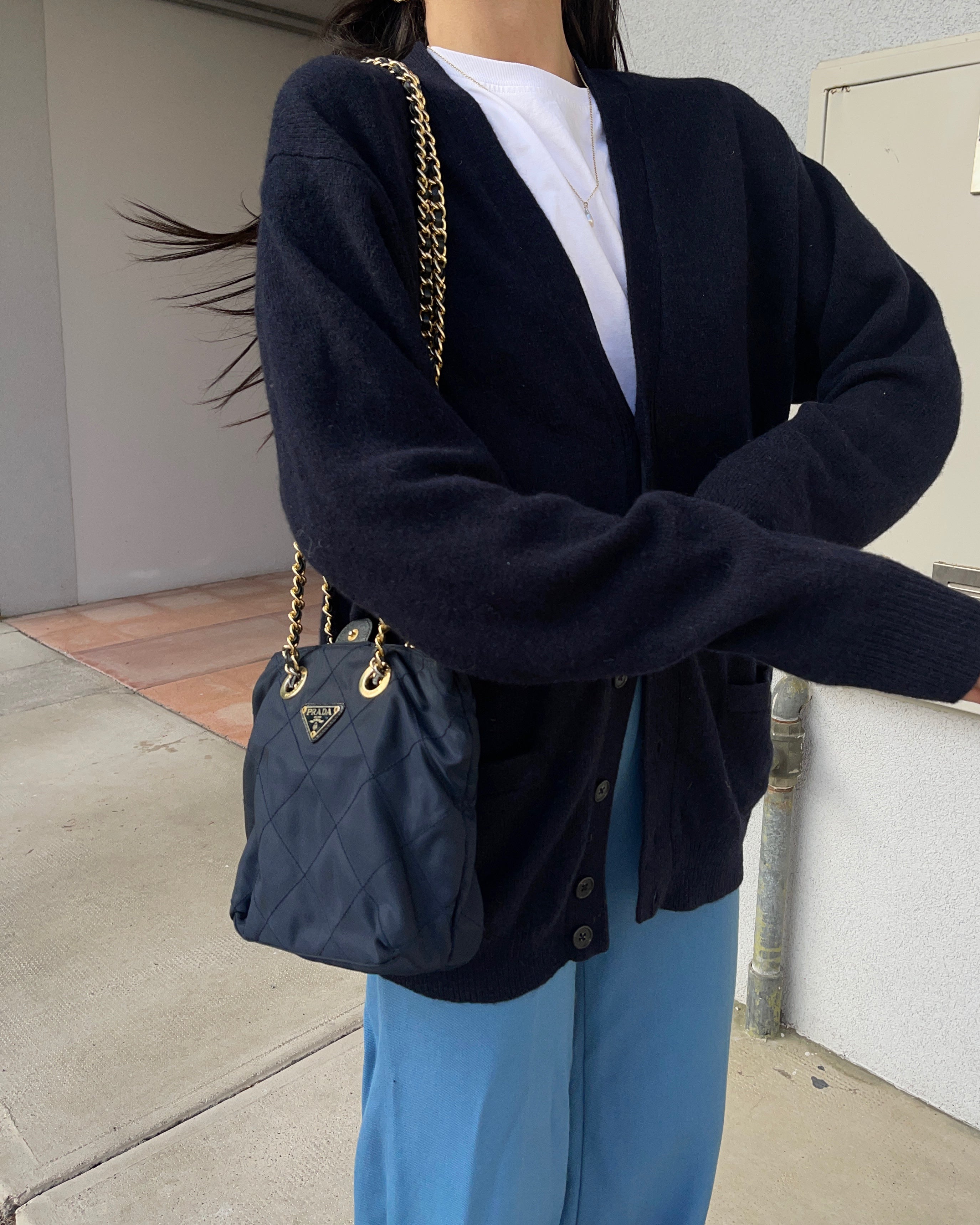 100 lambswool blue cardigan