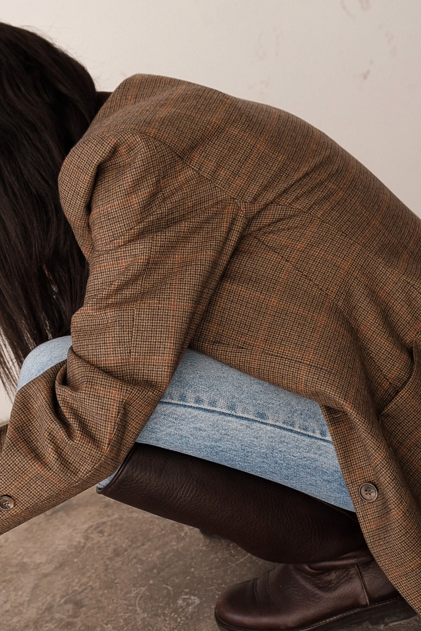 Check blazer micro pied de poule