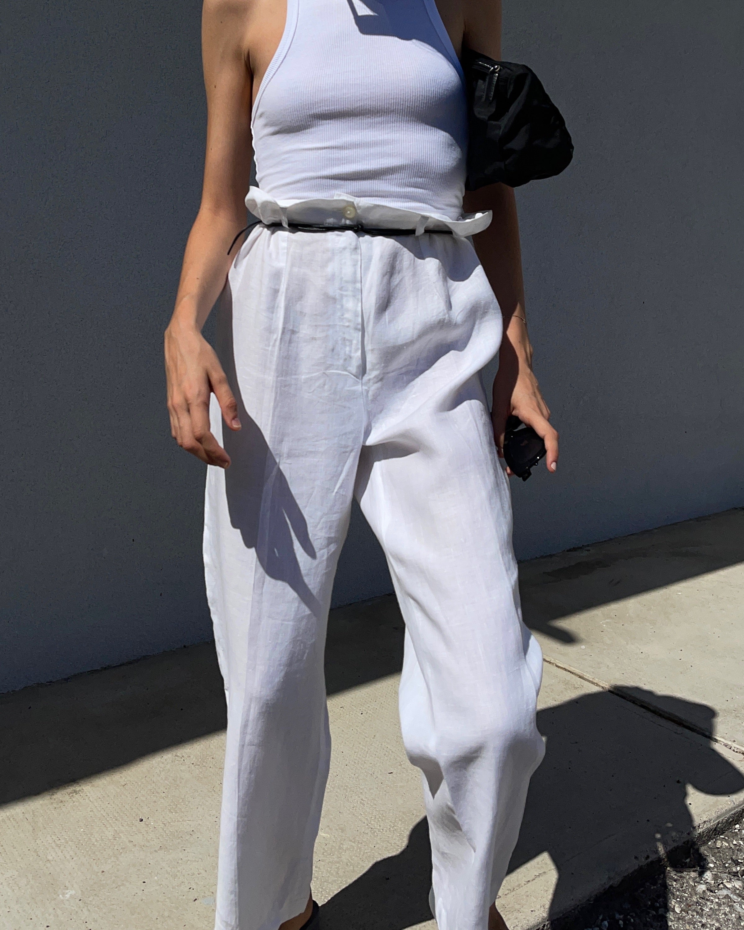 White  linen trousers