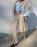 Cropped kick wool trousers ecrù