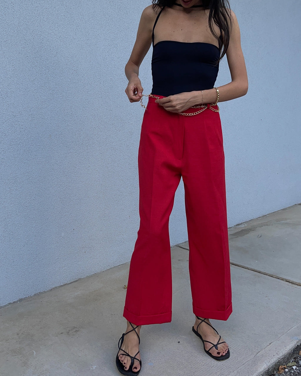 Pantalone rosso Lino cotone