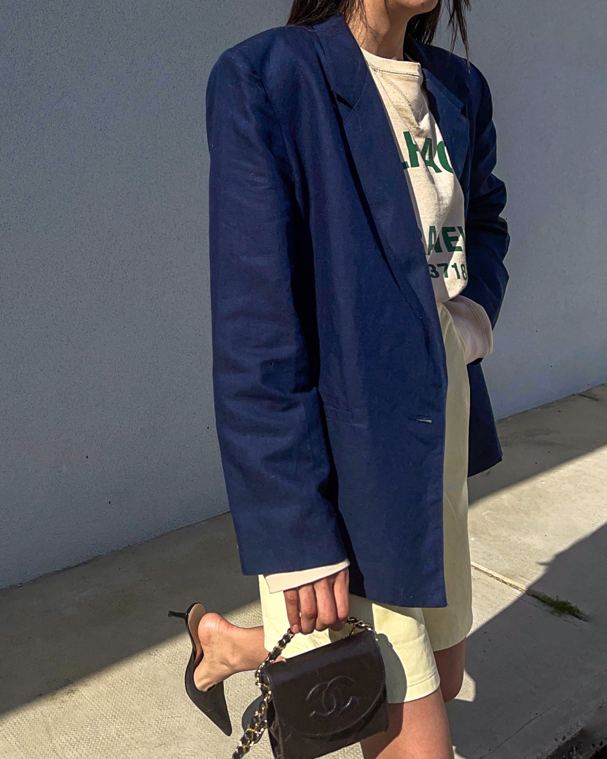 Blazer blue linen blend