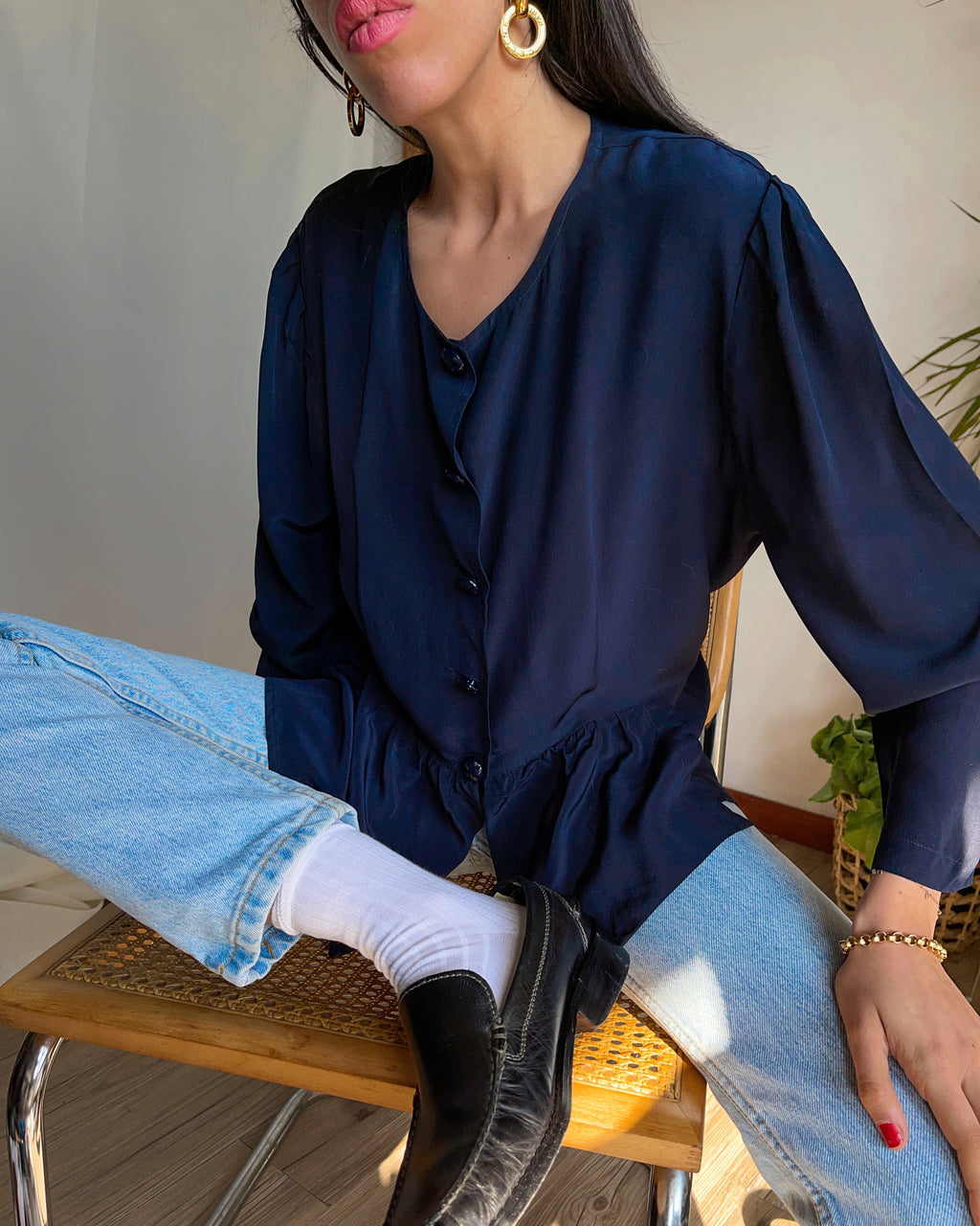 100% silk blue shirt