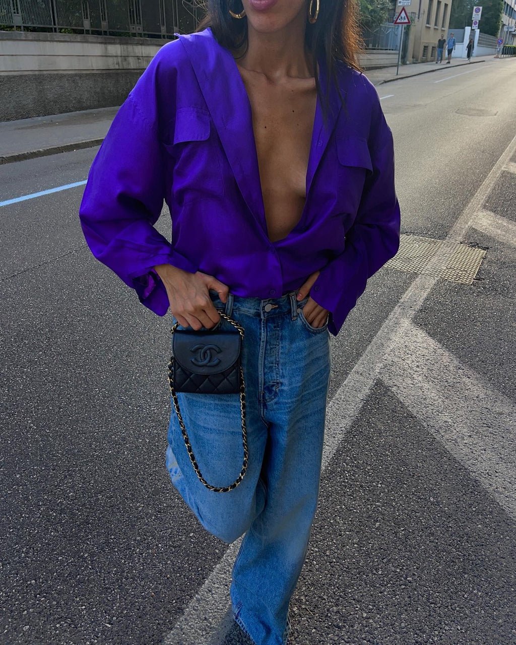 100 silk violet shirt