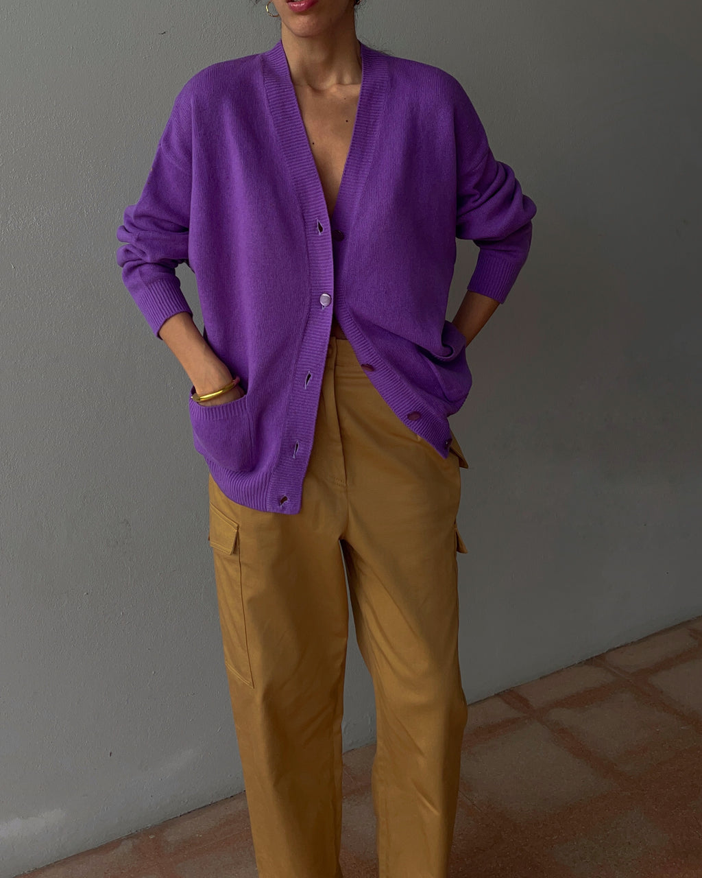 100 wool violet cardigan