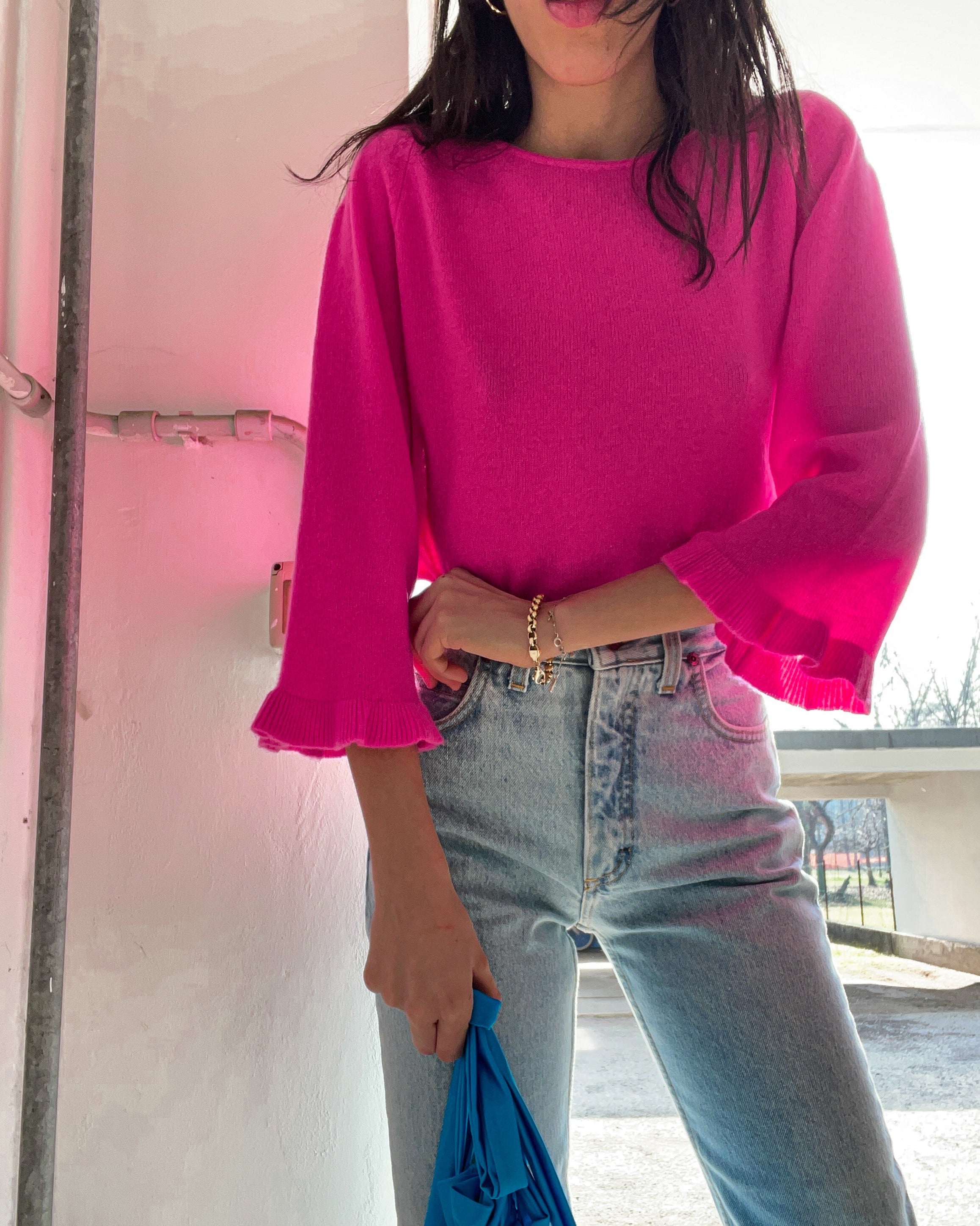 100% cashmere bright fucsia jumper