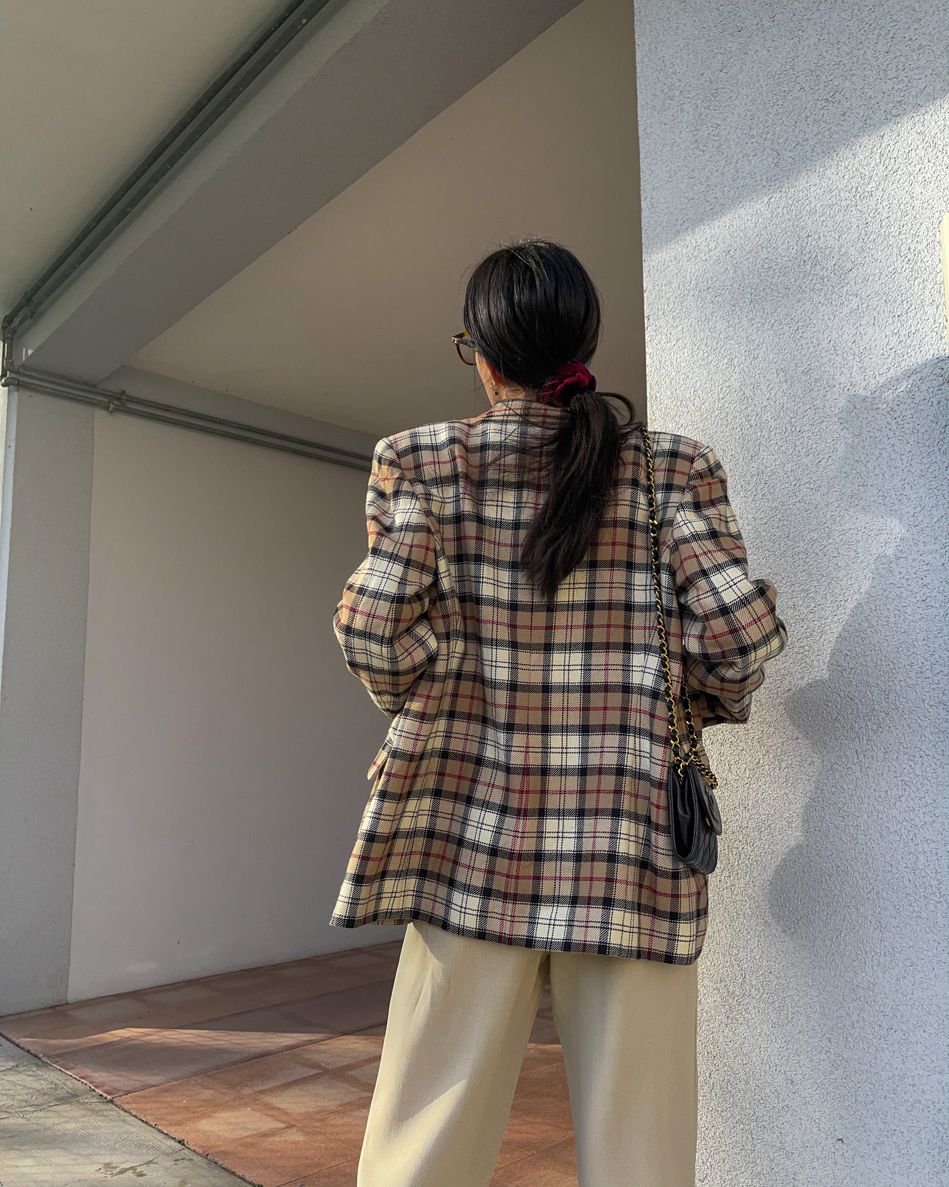 100% wool checkered blazer