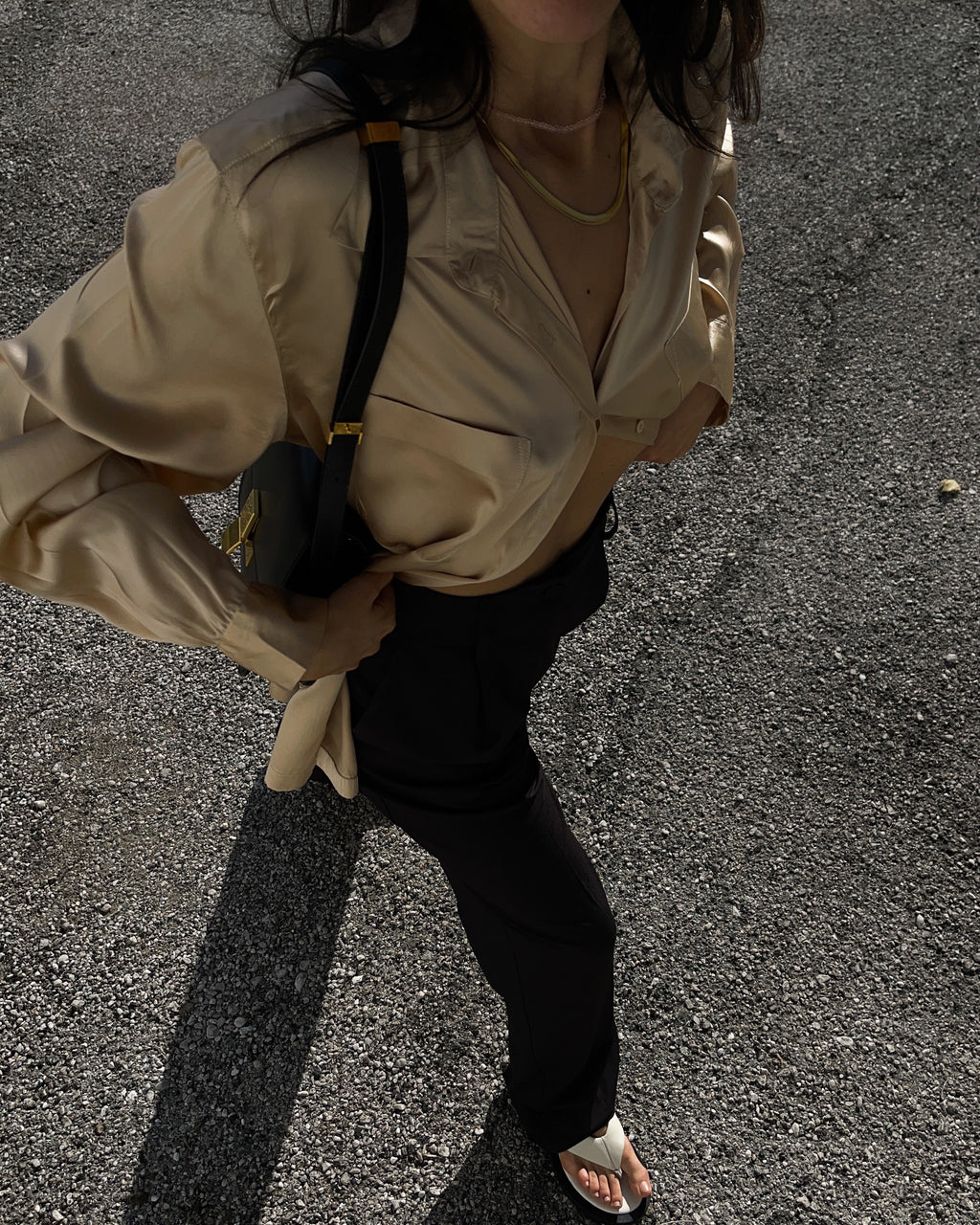 Camicia 100% liquid silk oro