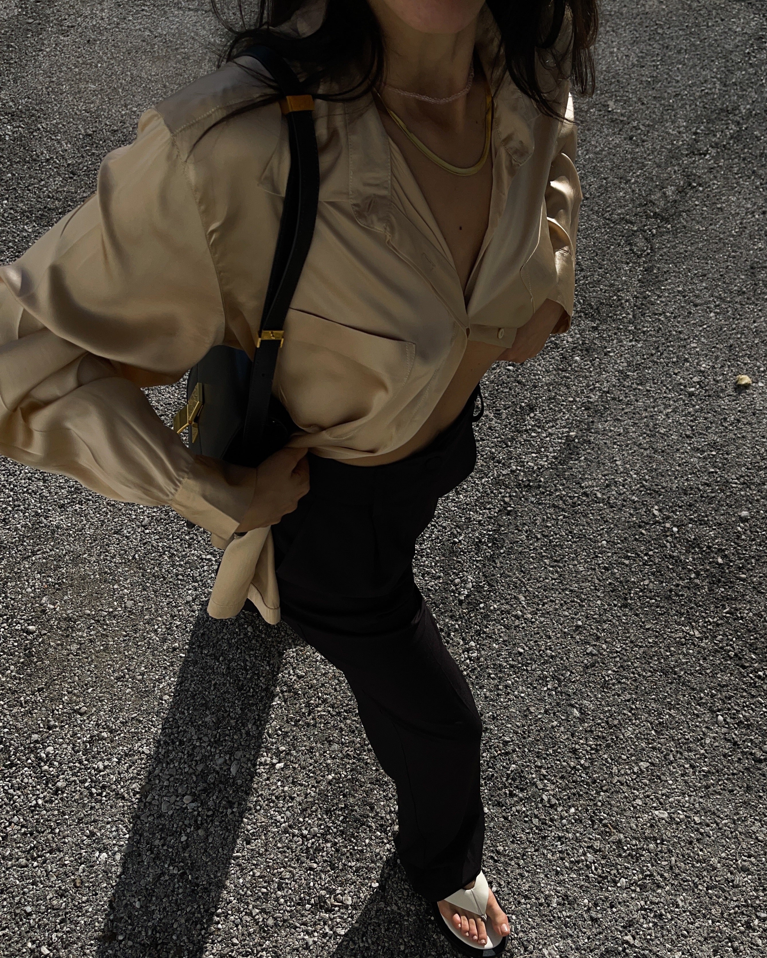 Camicia 100% liquid silk oro
