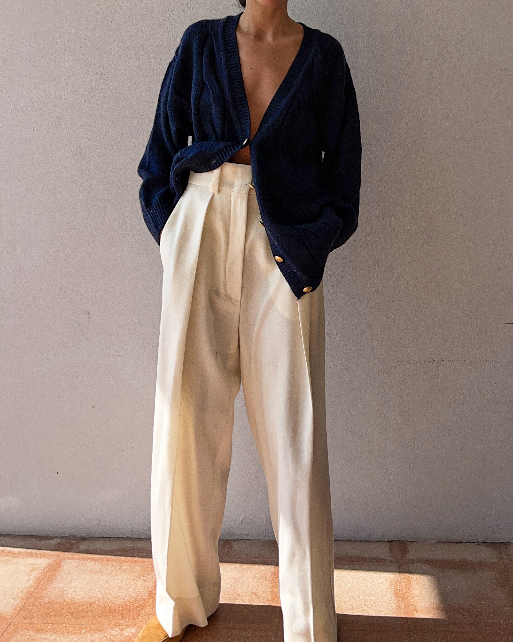 Blue lambswool cardigan