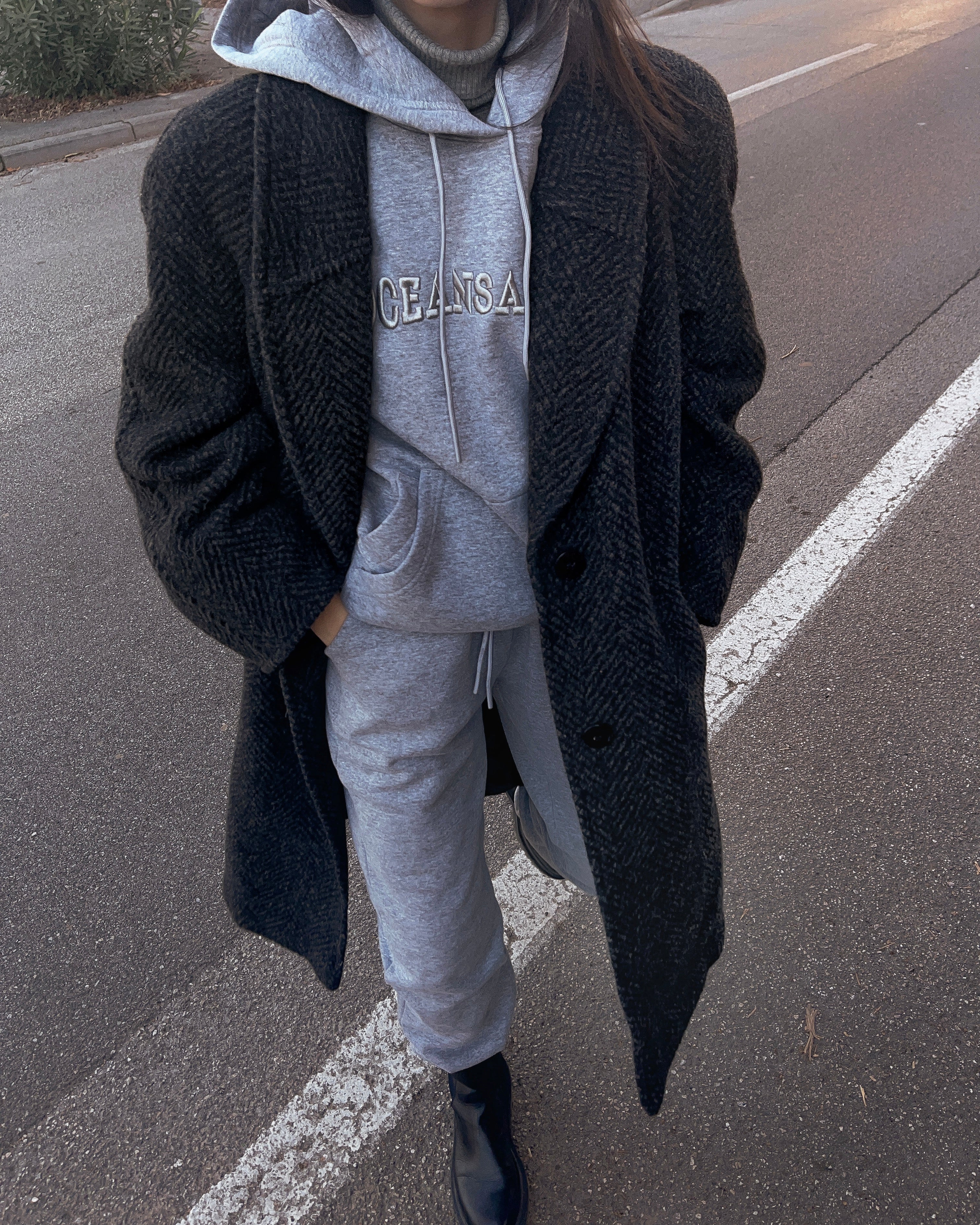Elena miró herringbone coat