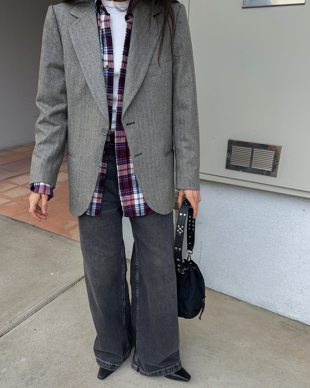 Grey spigato blazer