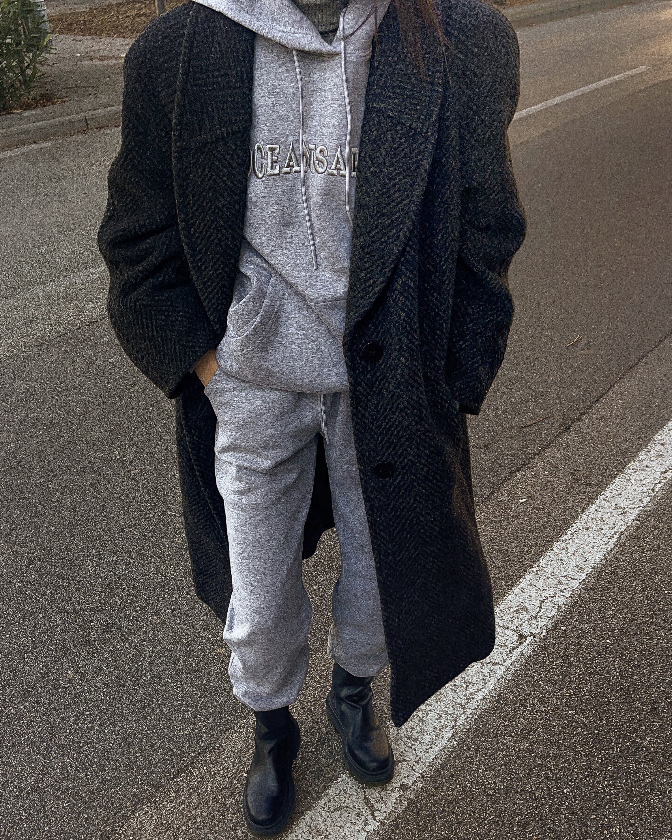 Elena miró herringbone coat