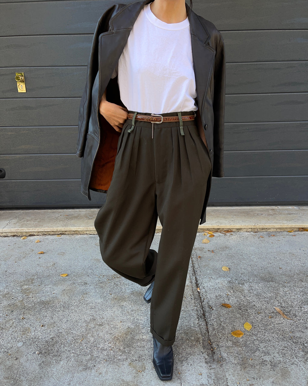 Olive green trousers