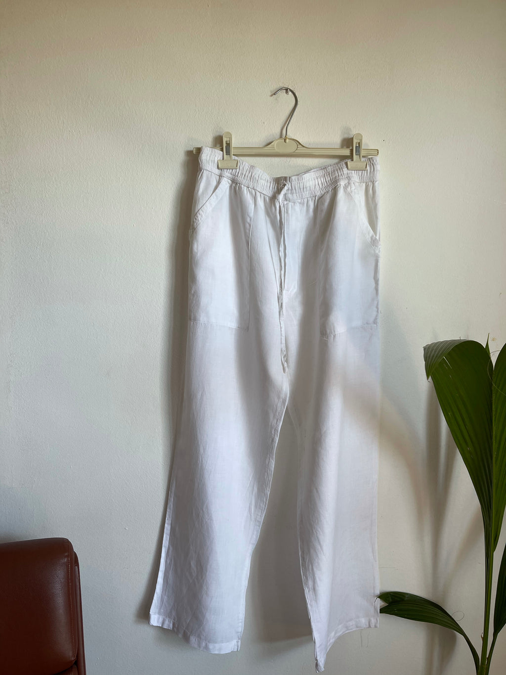 Pantalone in lino bianco