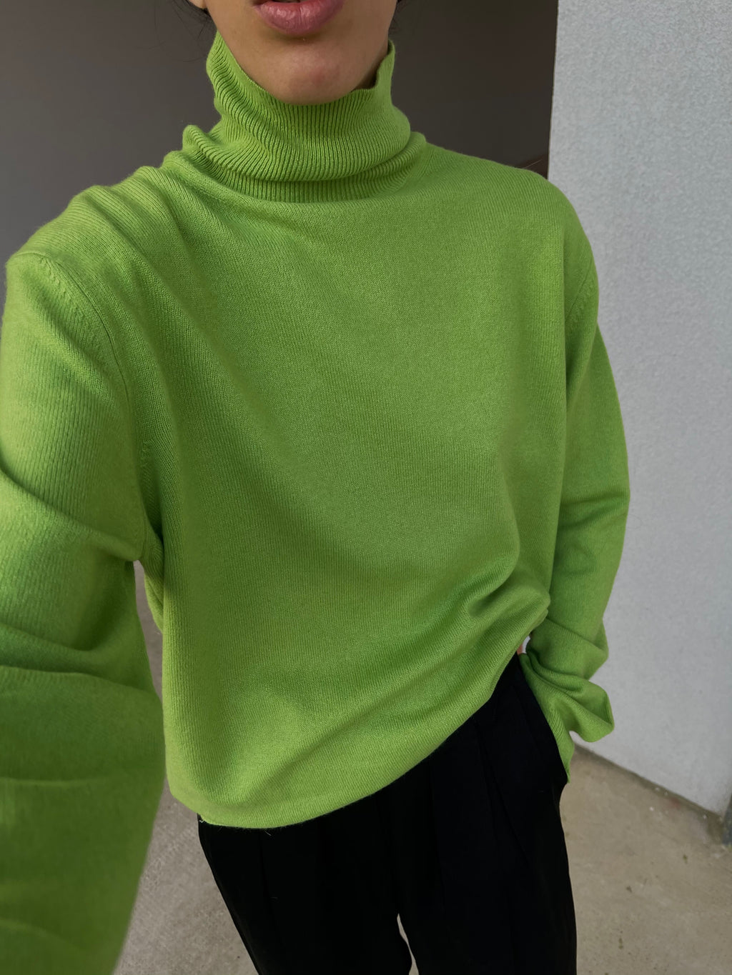 Green turtleneck