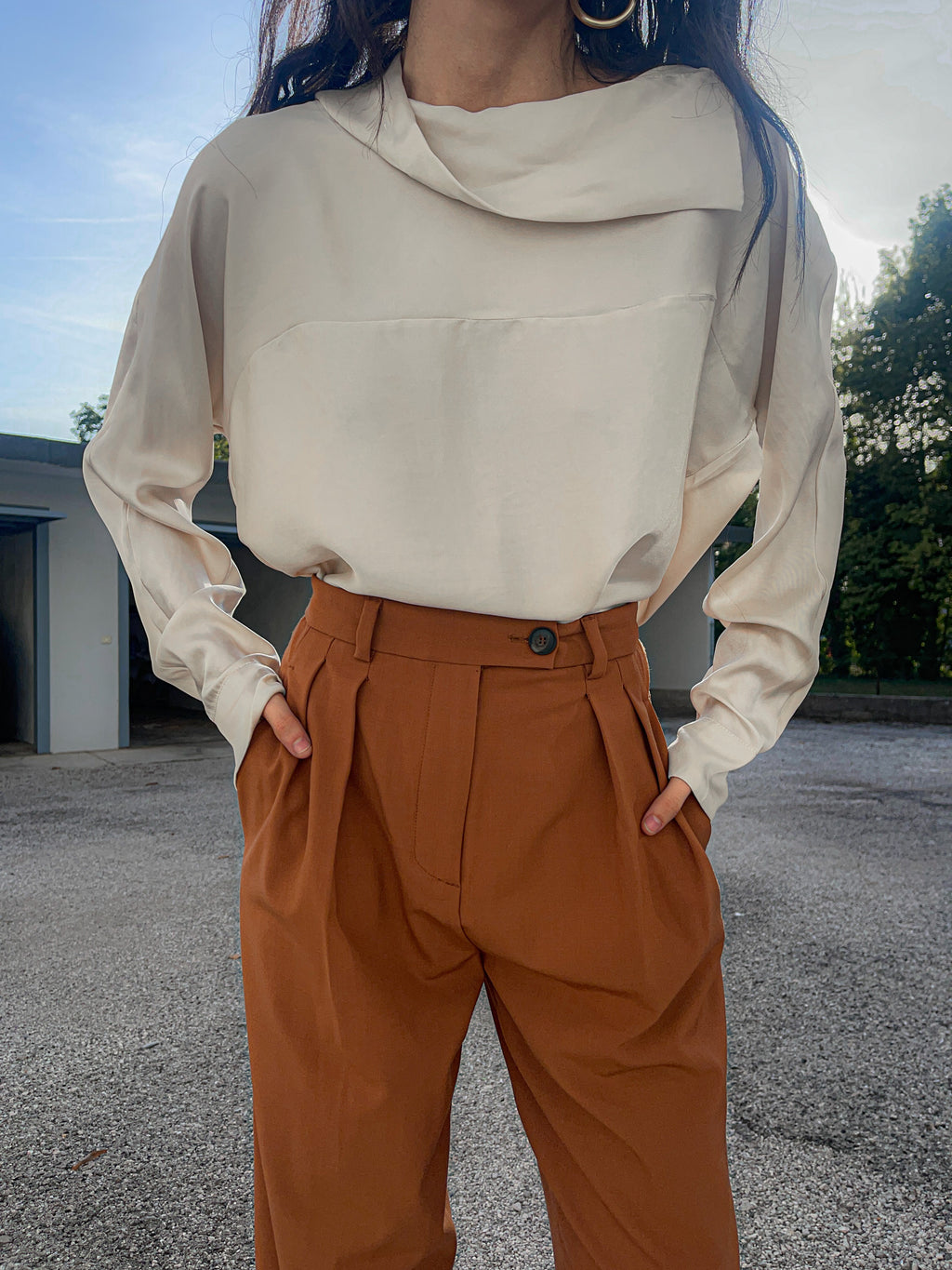 Terracotta wool blend pants