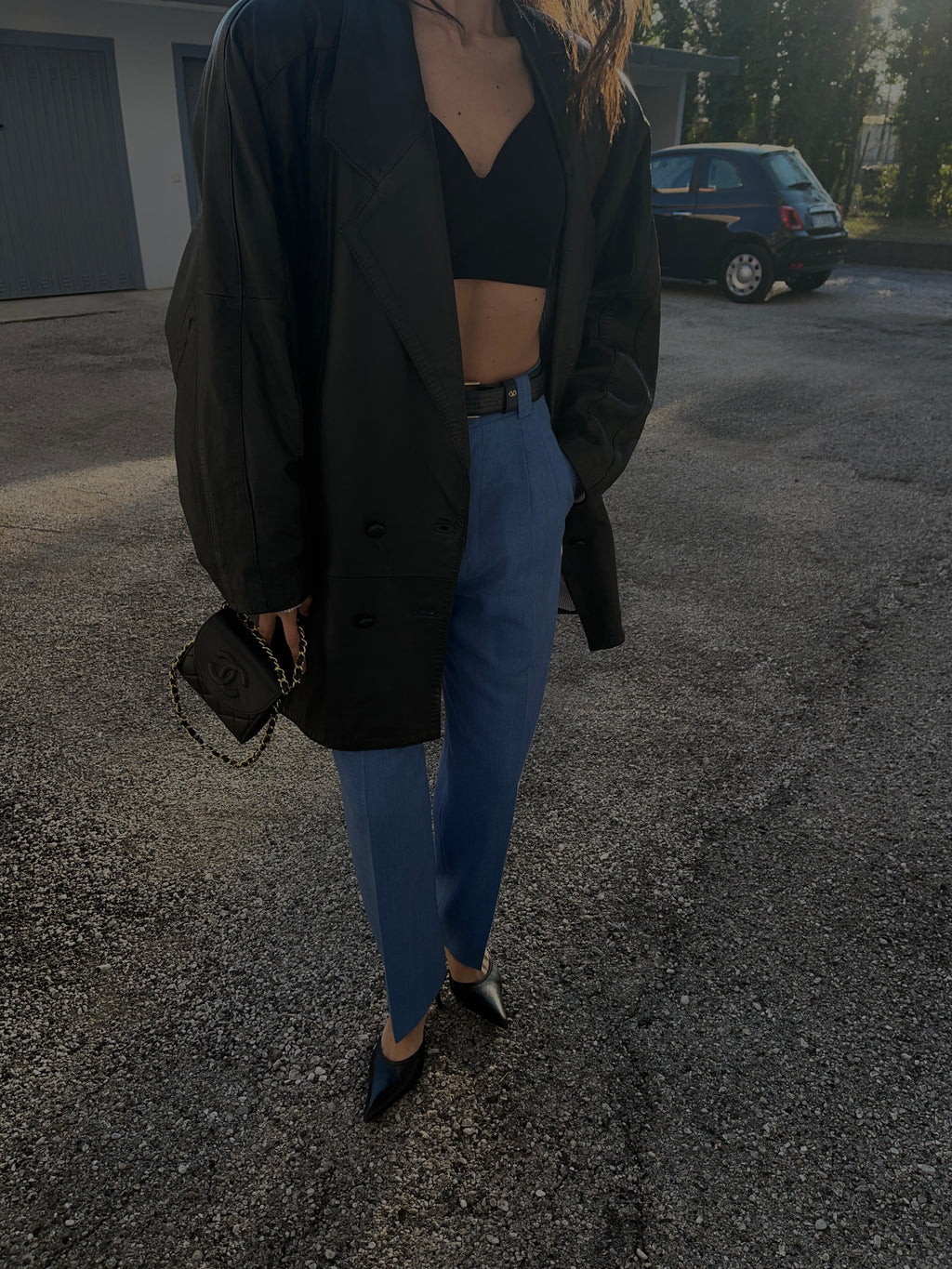 Oversized leather jacket