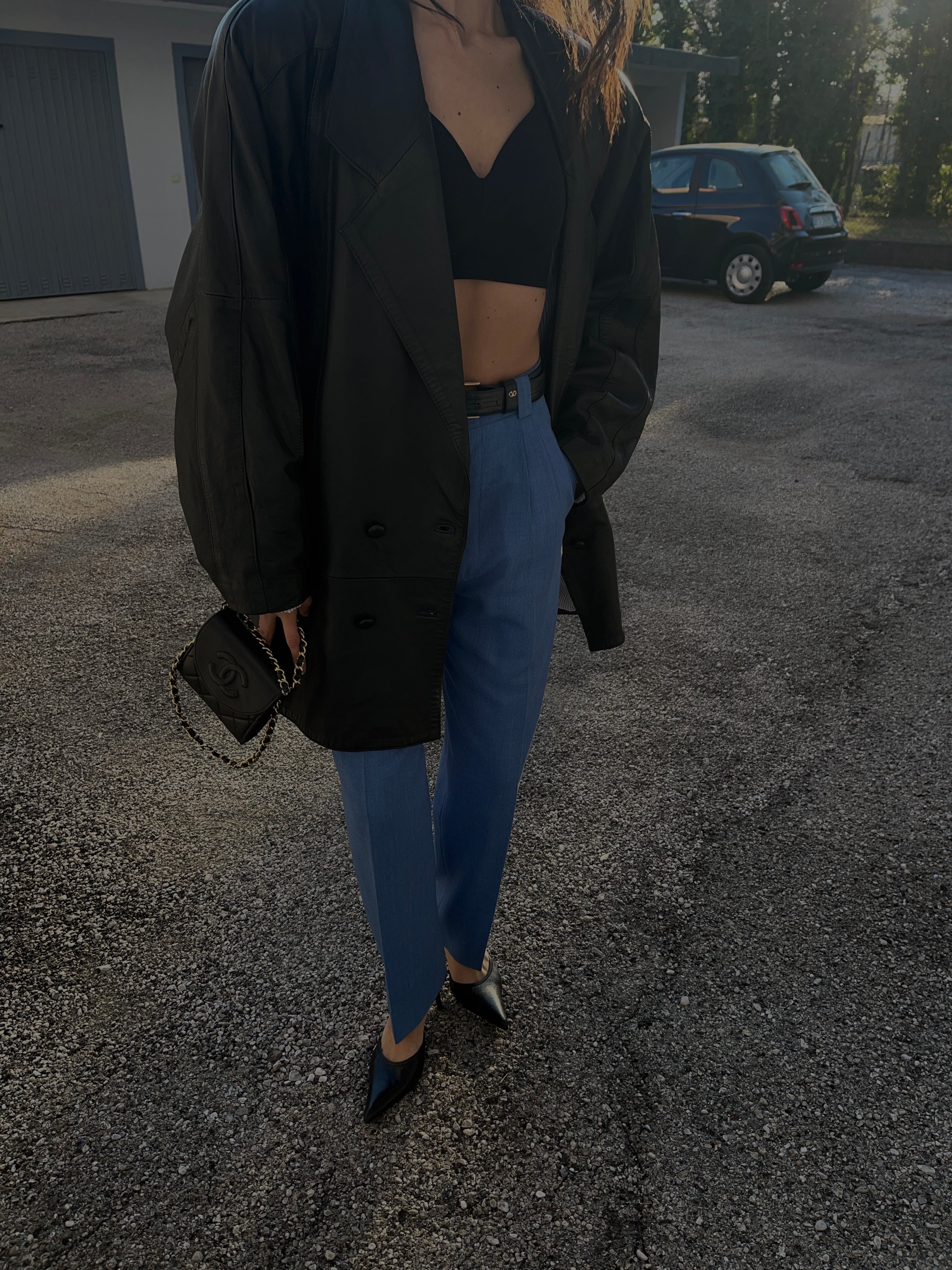 Oversized leather jacket